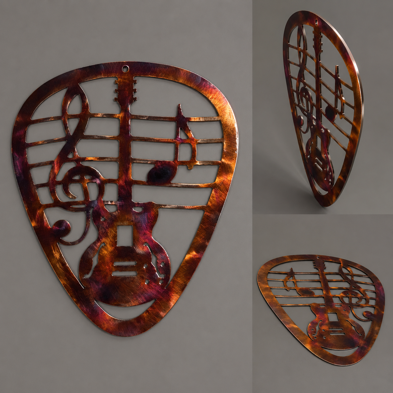 Music Note Guitar Pick Metal Wall Art – Rockabilly Music Decor