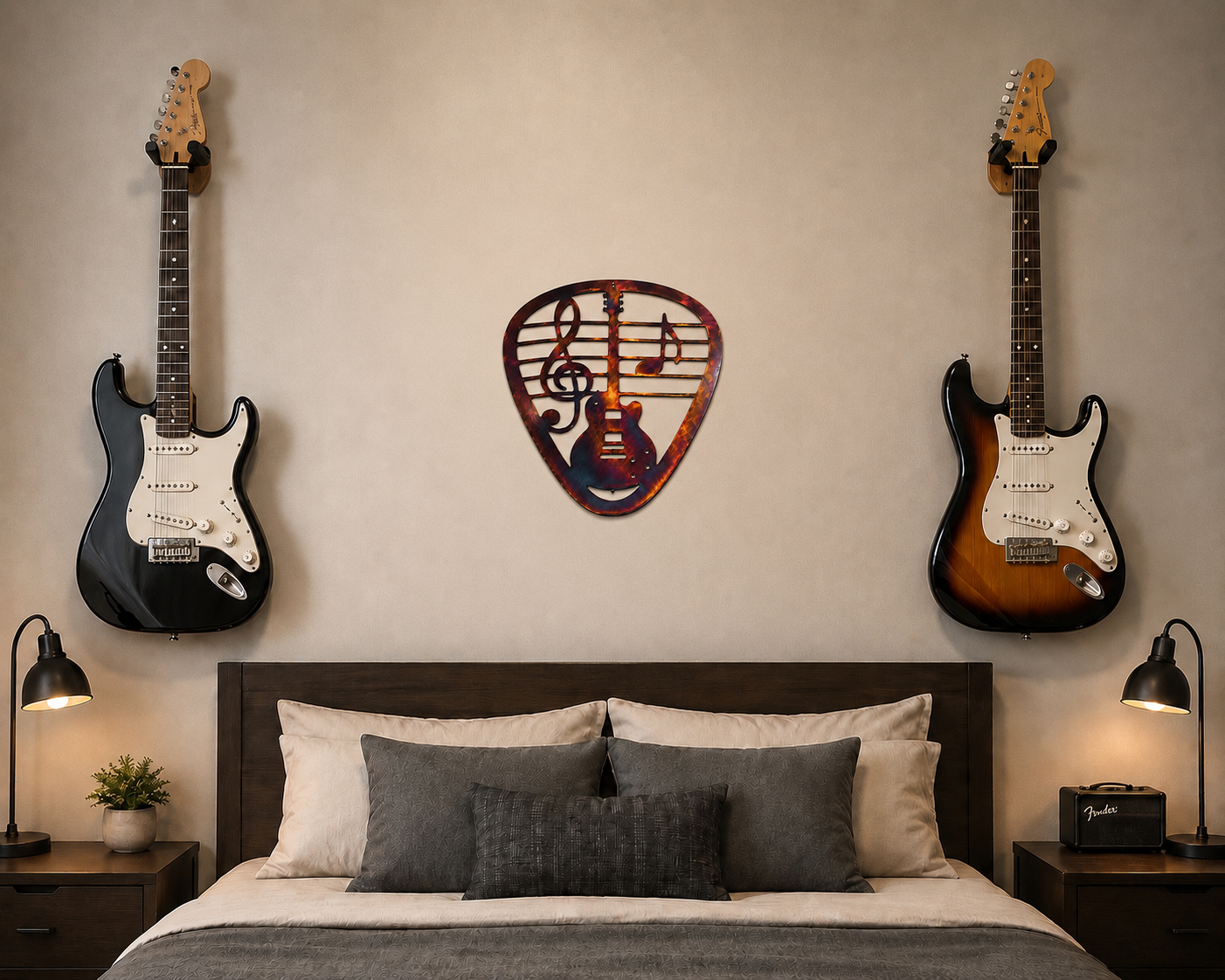 Guitar Pick Metal Wall Art – Gibson SG Inspired Music Decor