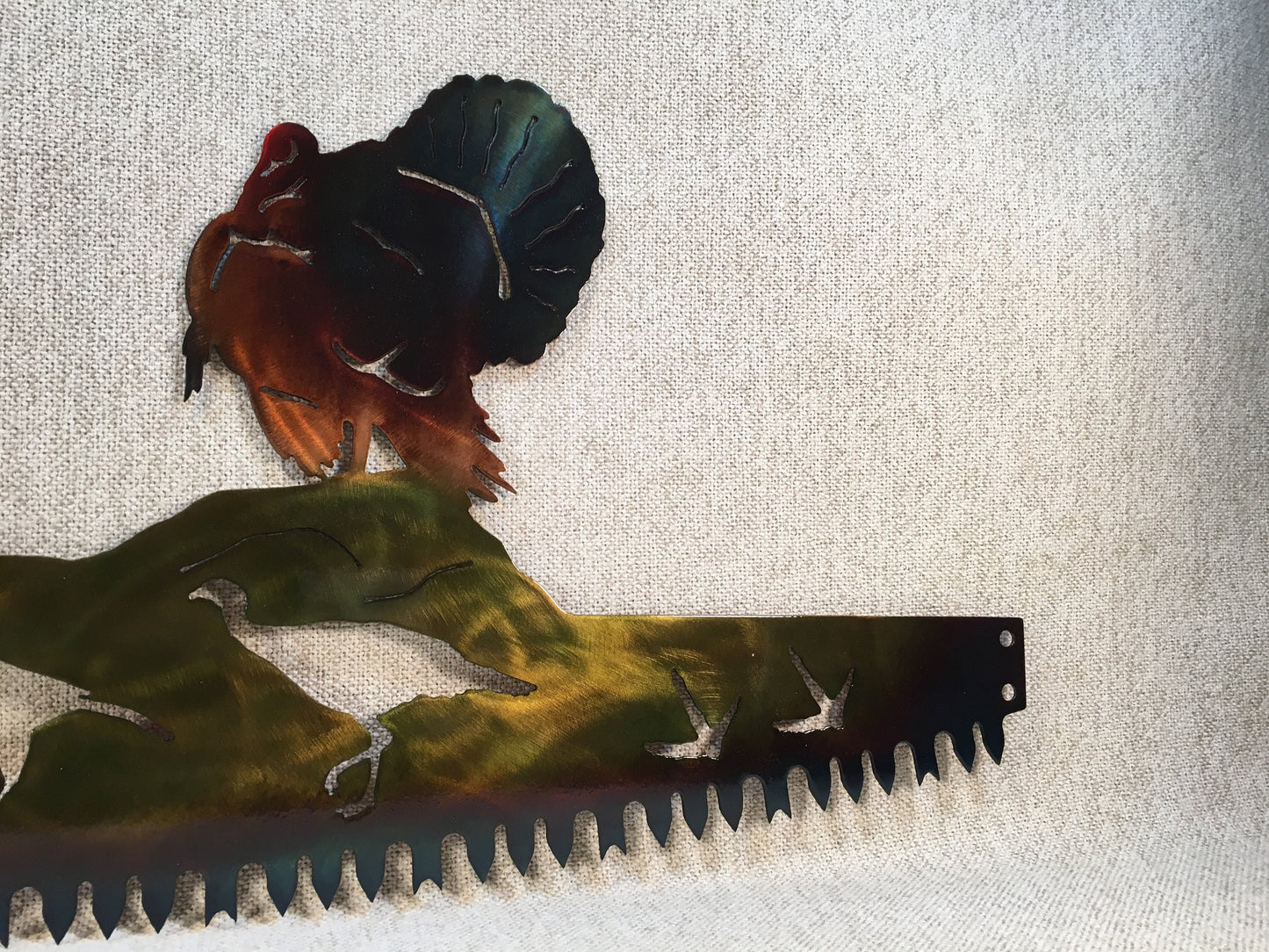 Wild Turkey in Crosscut Saw Blade Indoor or Outdoor Metal Wall Art