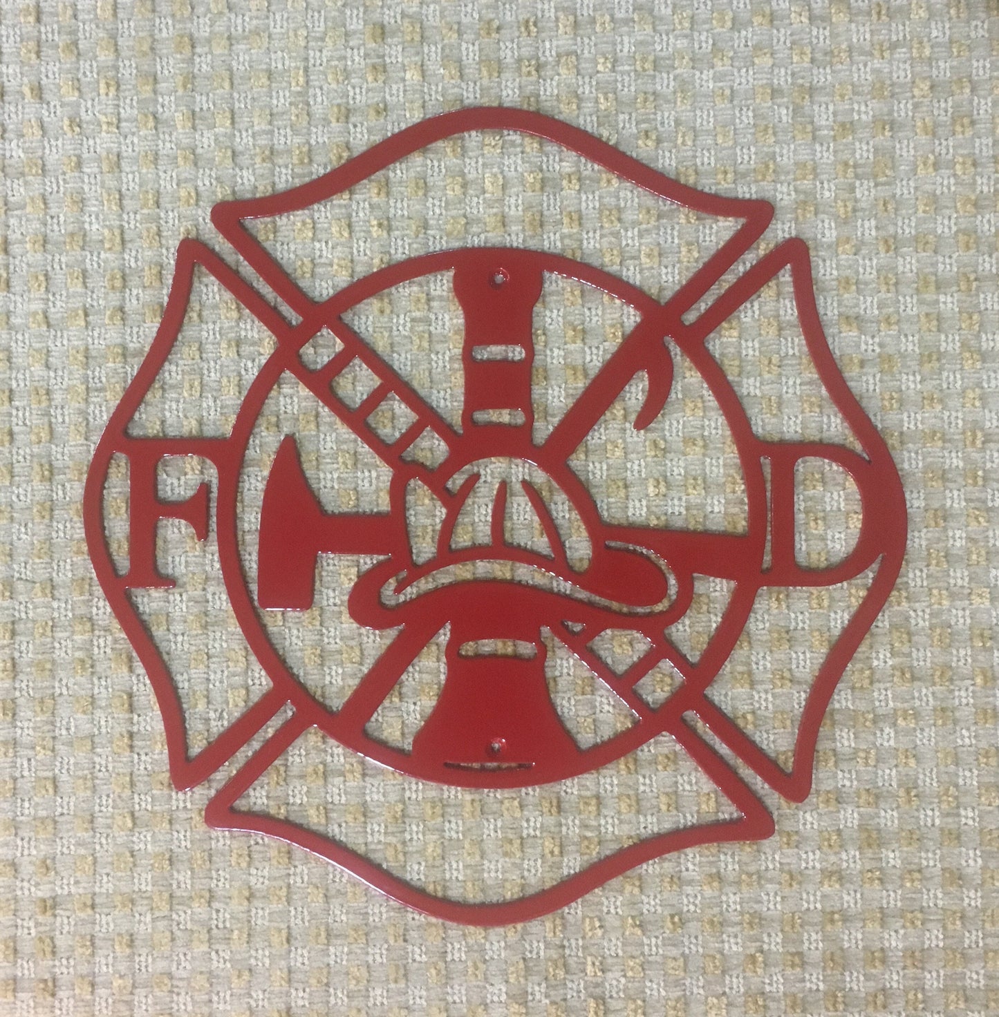 Fireman's Maltese Cross Metal Art Wall Sign