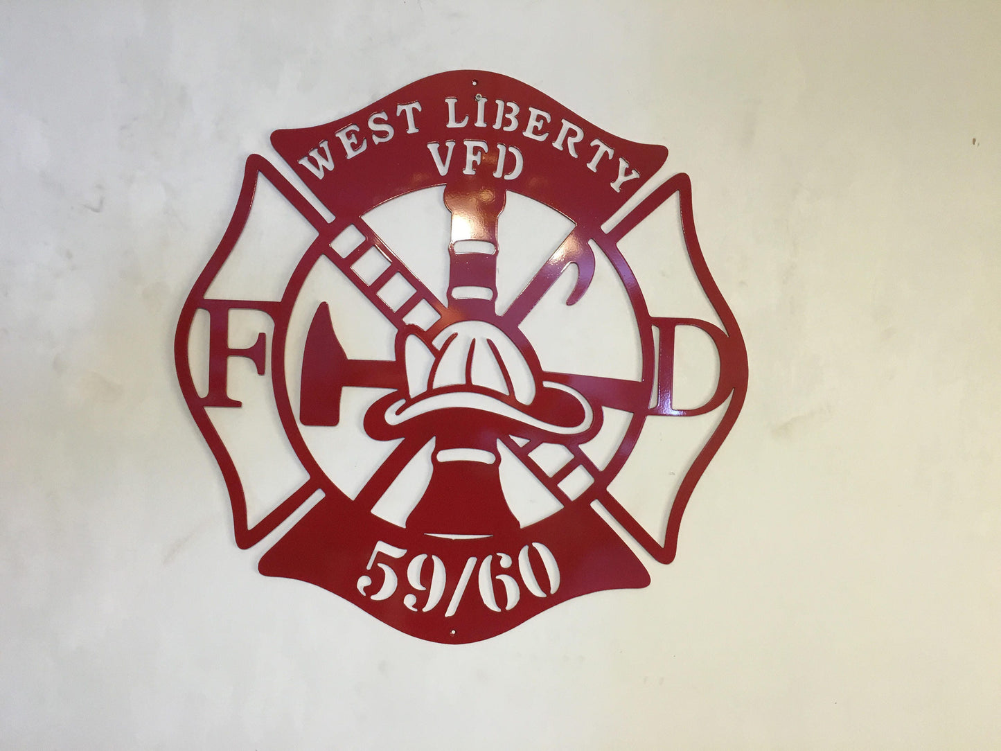 Fireman's Maltese Cross Metal Art Wall Sign