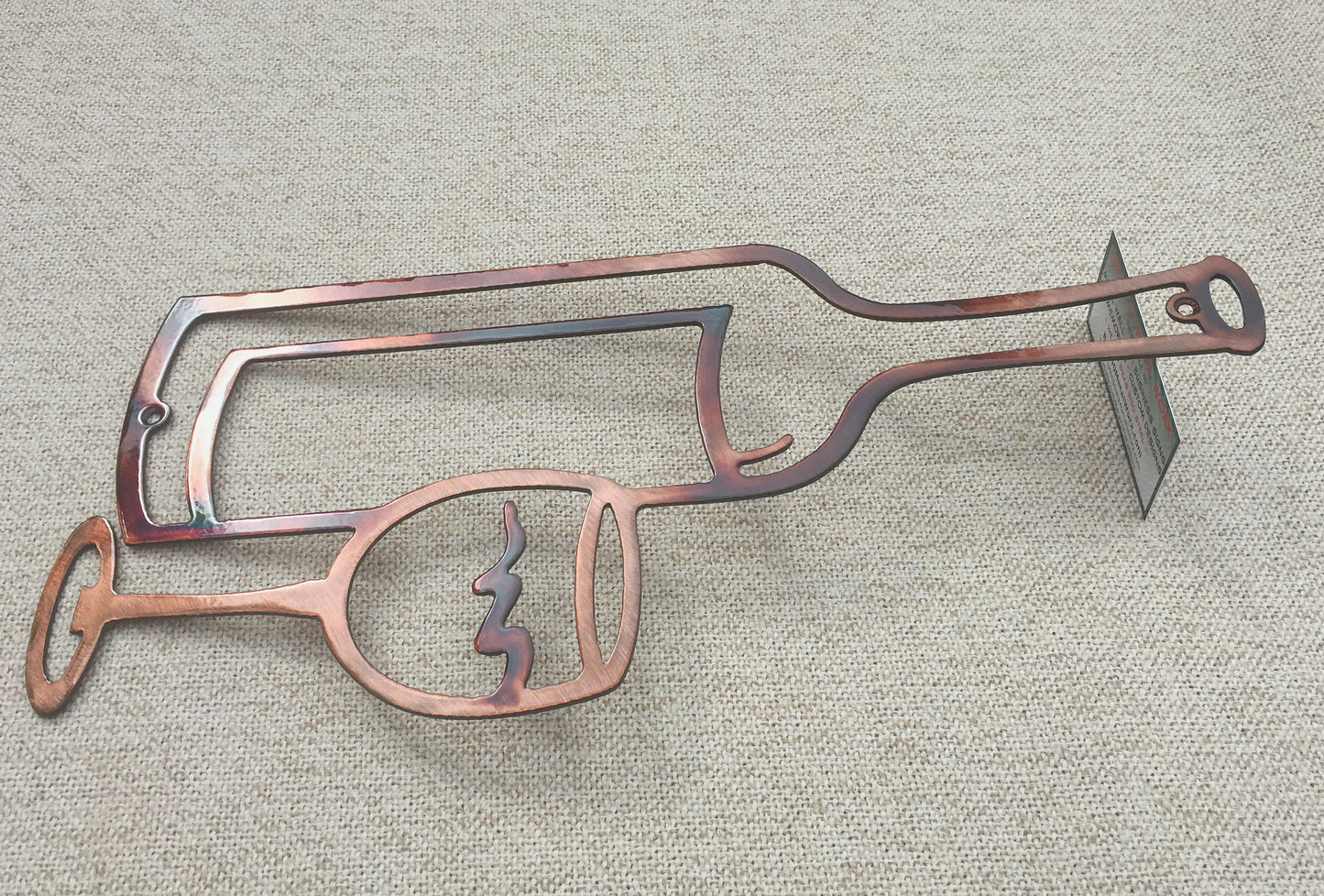 Wine Bottle & Glass Bar or Kitchen Metal Art Decor