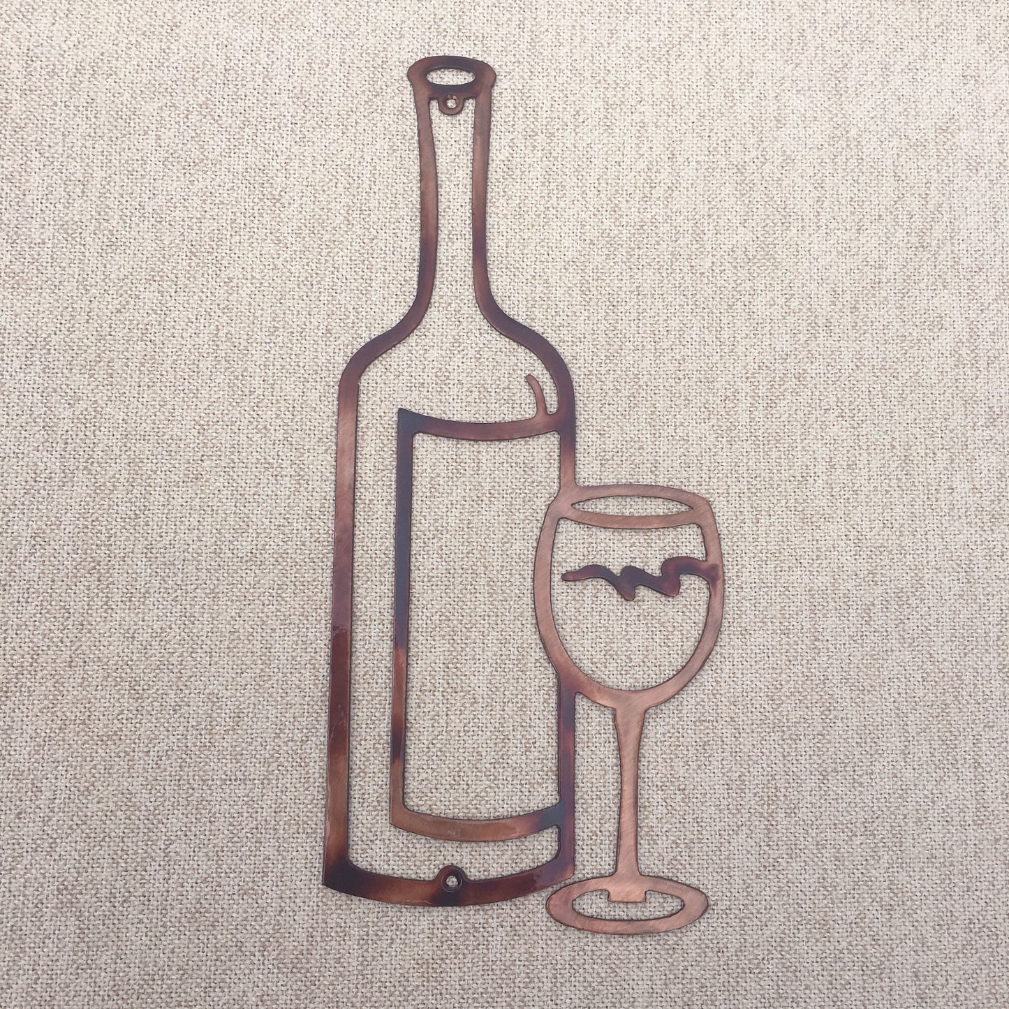 Wine Bottle & Glass Bar or Kitchen Metal Art Decor