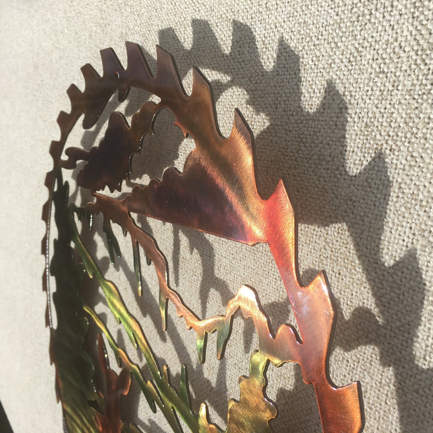 Whitetail Deer Doe & Fawn In Sawblade Metal Wildlife Wall Art