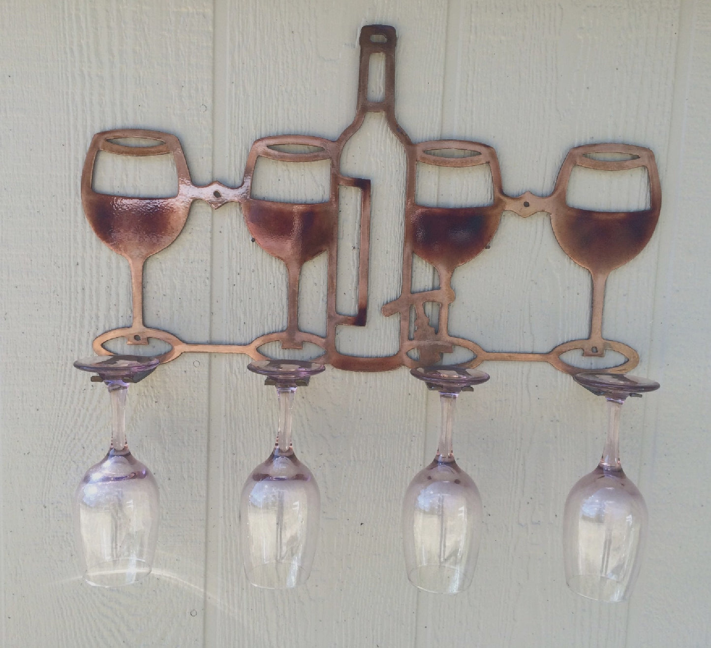 4 Wine Glass Holder Kitchen Or Bar Metal Art