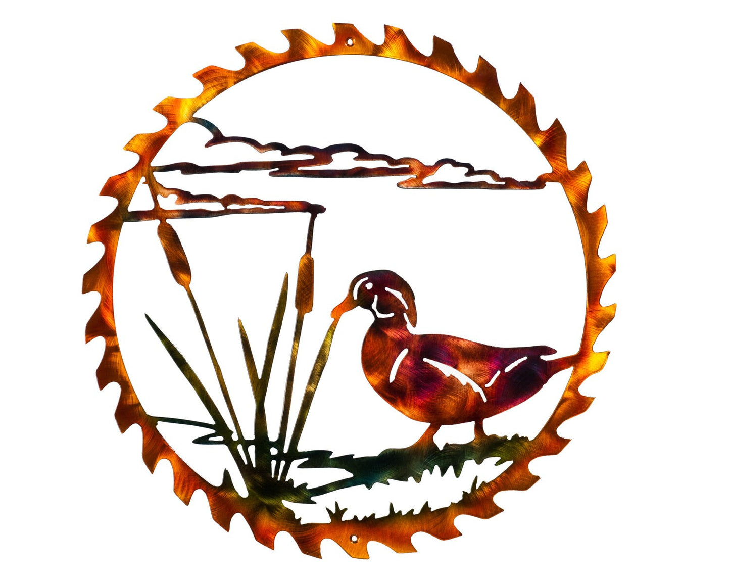 Wood Duck In Sawblade Plasma Cut Wildlife Indoor Or Outdoor Metal Wall Art