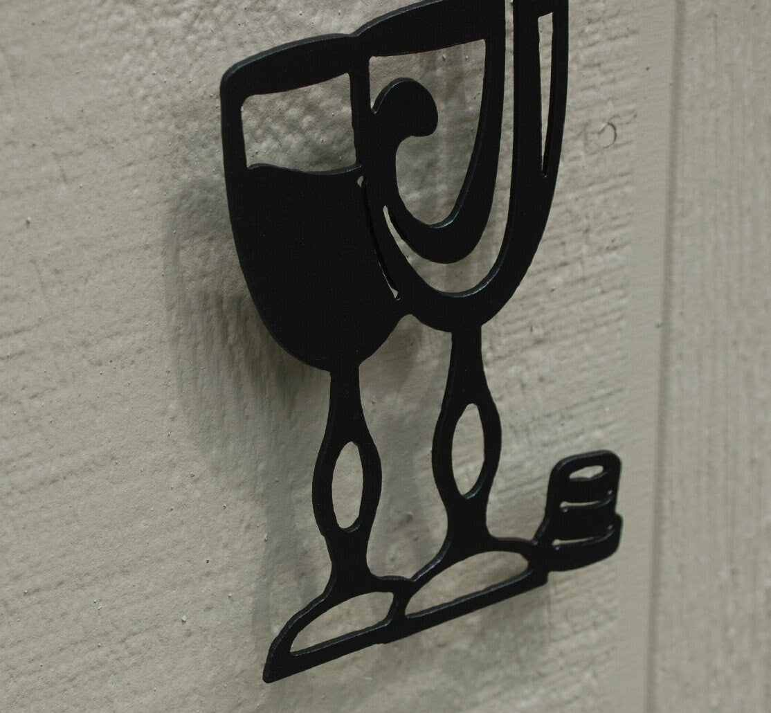 Wine Bottle Pouring Into Glass Metal Wall Art Wine Bar Kitchen Decor