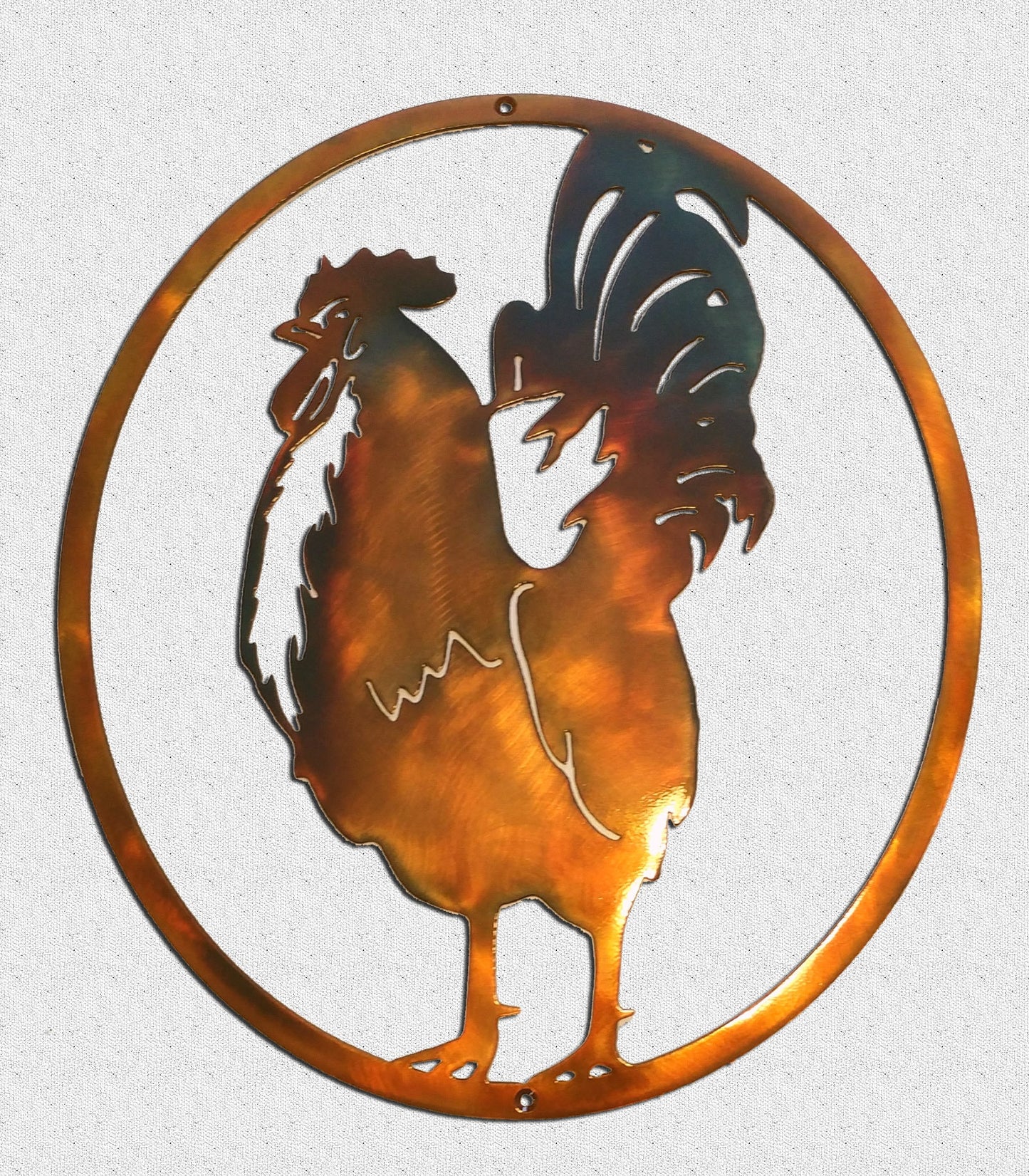 16" Rooster In Oval Country Kitchen Indoor Or Outdoor Metal Wall Art