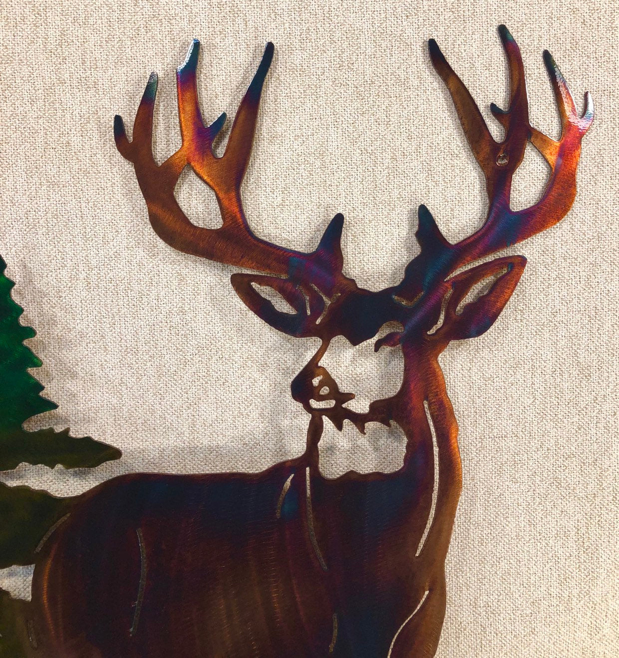 Buck Deer & Trees Wildlife Indoor Outdoor Plasma Cut Metal Wall Art