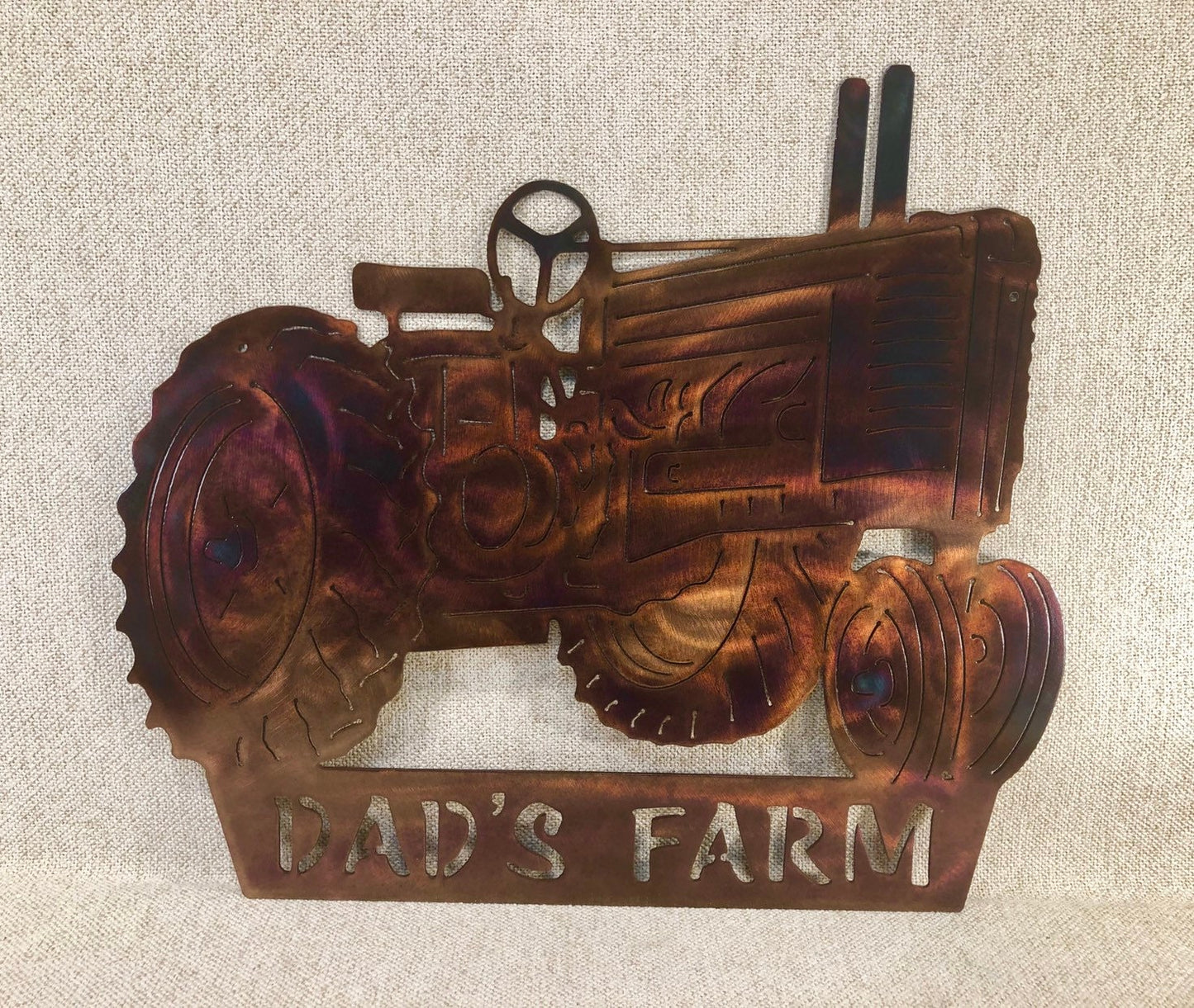 Dad's Farm Tractor Indoor or Outdoor Plasma Cut Metal Wall Art sign