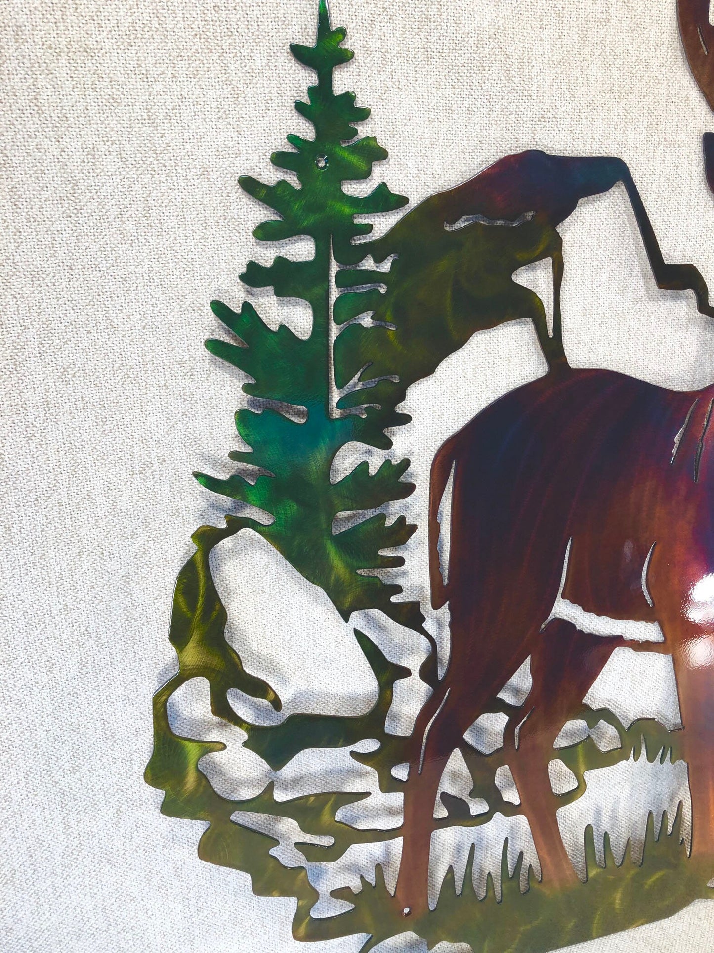 Whitetail Buck Deer & Mountain Wildlife Indoor Outdoor Plasma Cut Metal Wall Art