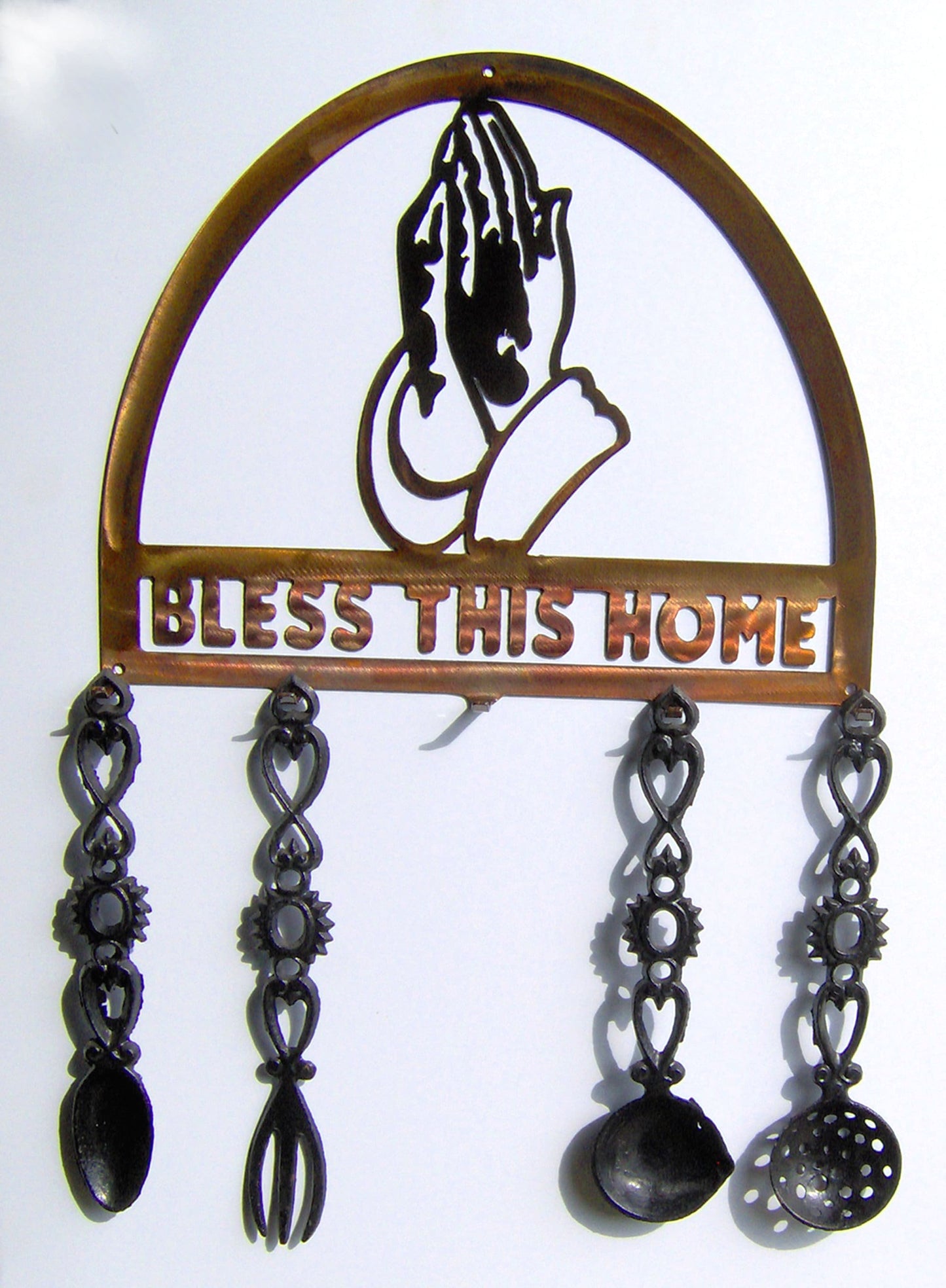 Bless This Home Utensil Hanger Metal Wall Art Kitchen Decor