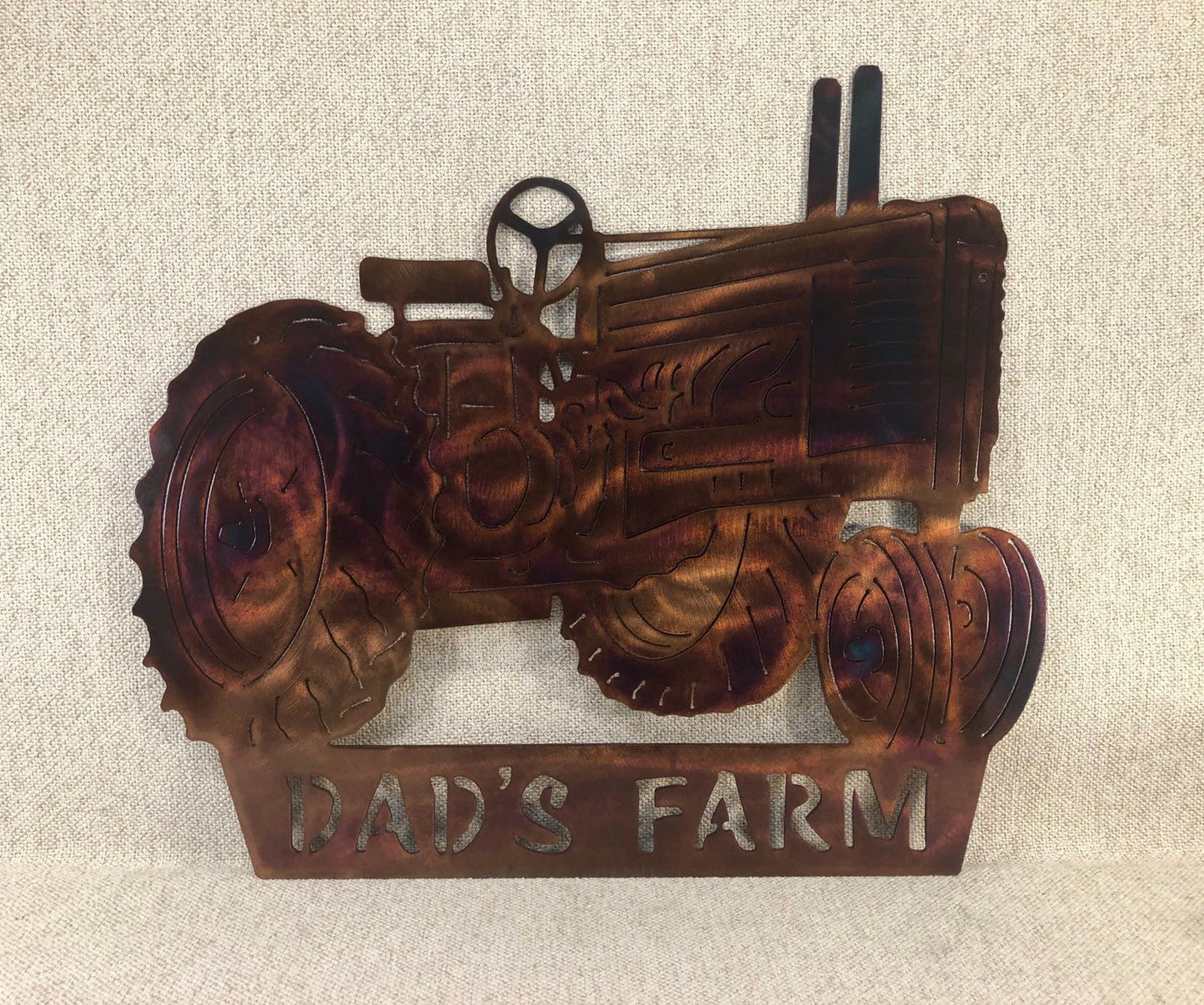 Dad's Farm Tractor Indoor or Outdoor Plasma Cut Metal Wall Art sign