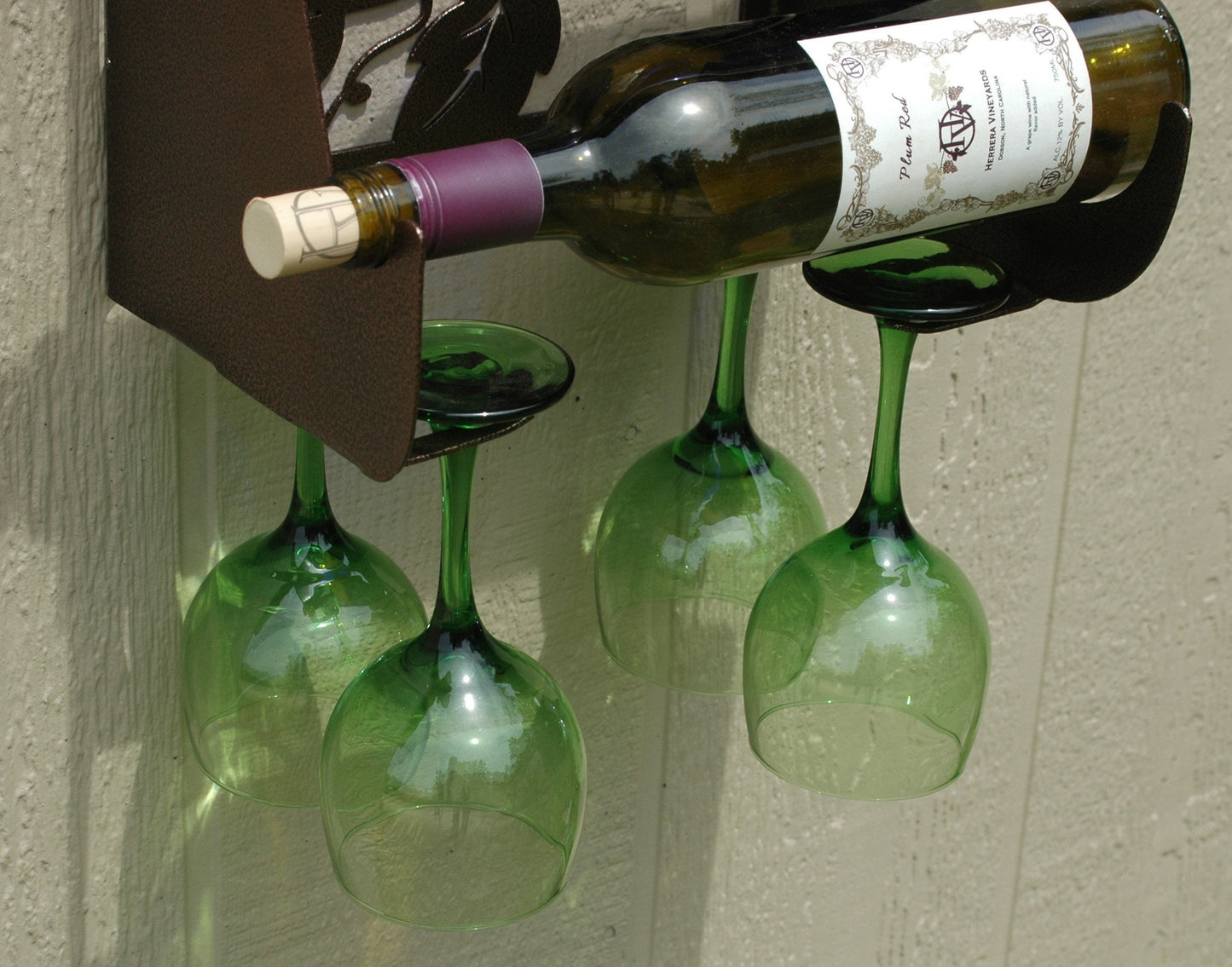 Wine Rack Glass & Bottle Holder Metal Art For Bar or Kitchen