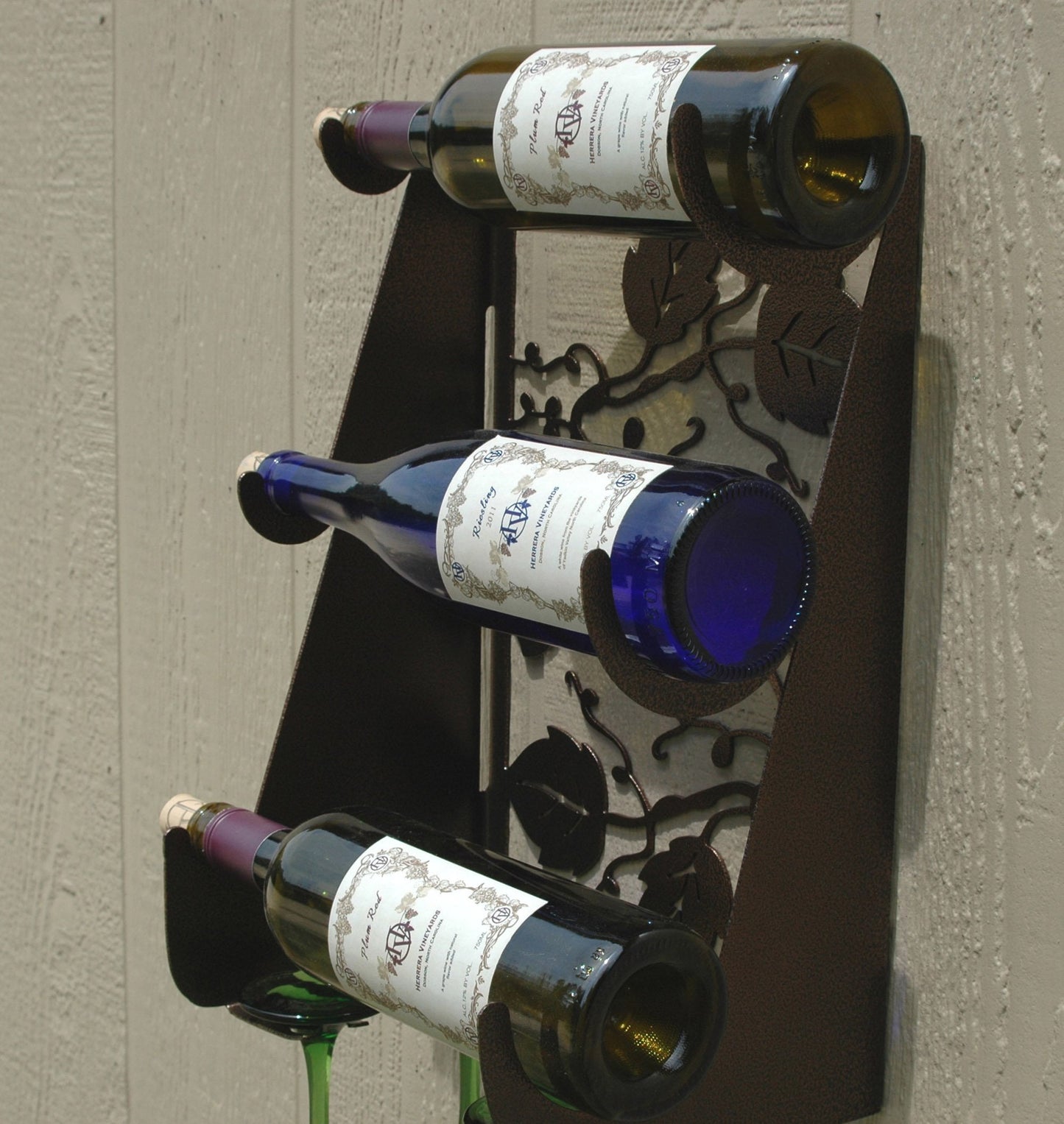 Wine Rack Glass & Bottle Holder Metal Art For Bar or Kitchen