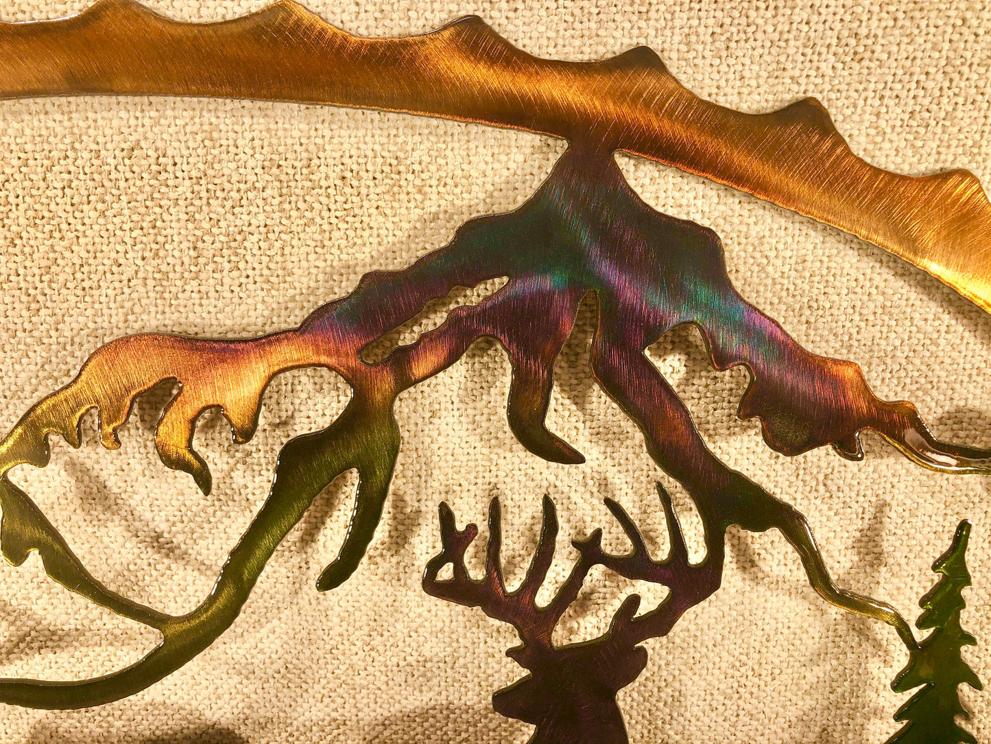 Whitetail Deer And Mountains Indoor Or Outdoor Wildlife Metal Wall Art