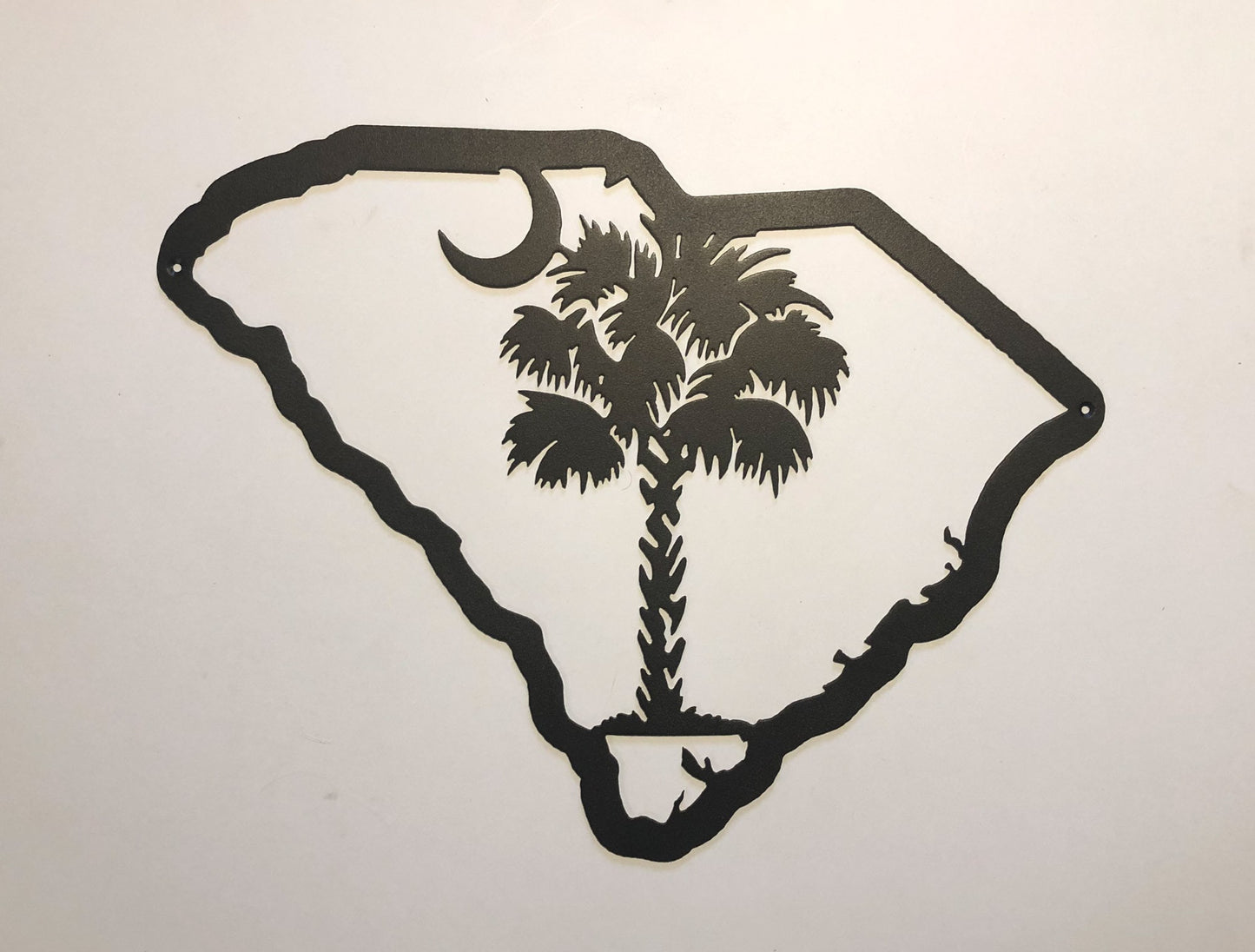 South Carolina Outline Palmetto & Moon Indoor Or Outdoor Palm Tree Metal Art