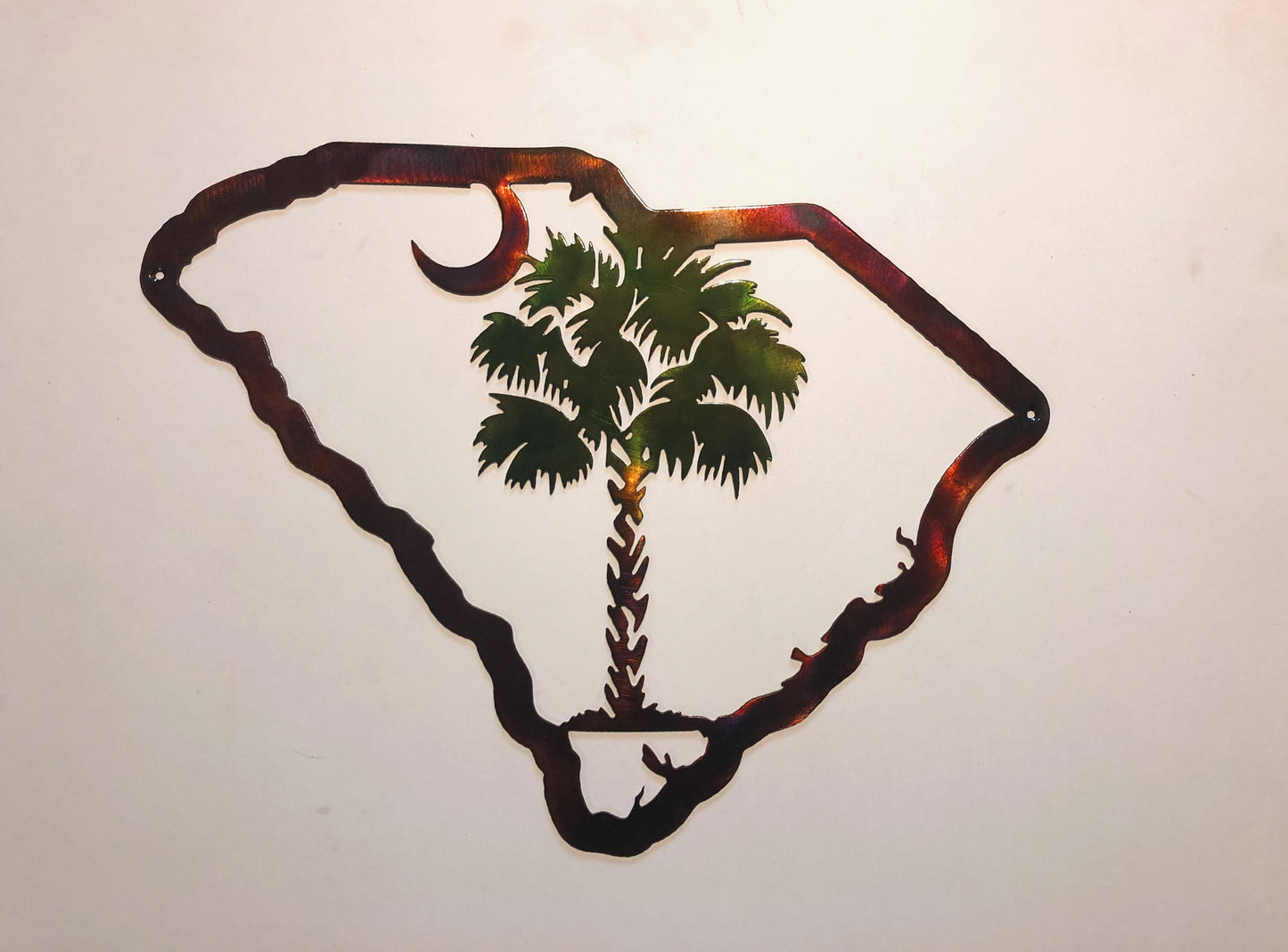 South Carolina Outline Palmetto & Moon Indoor Or Outdoor Palm Tree Metal Art