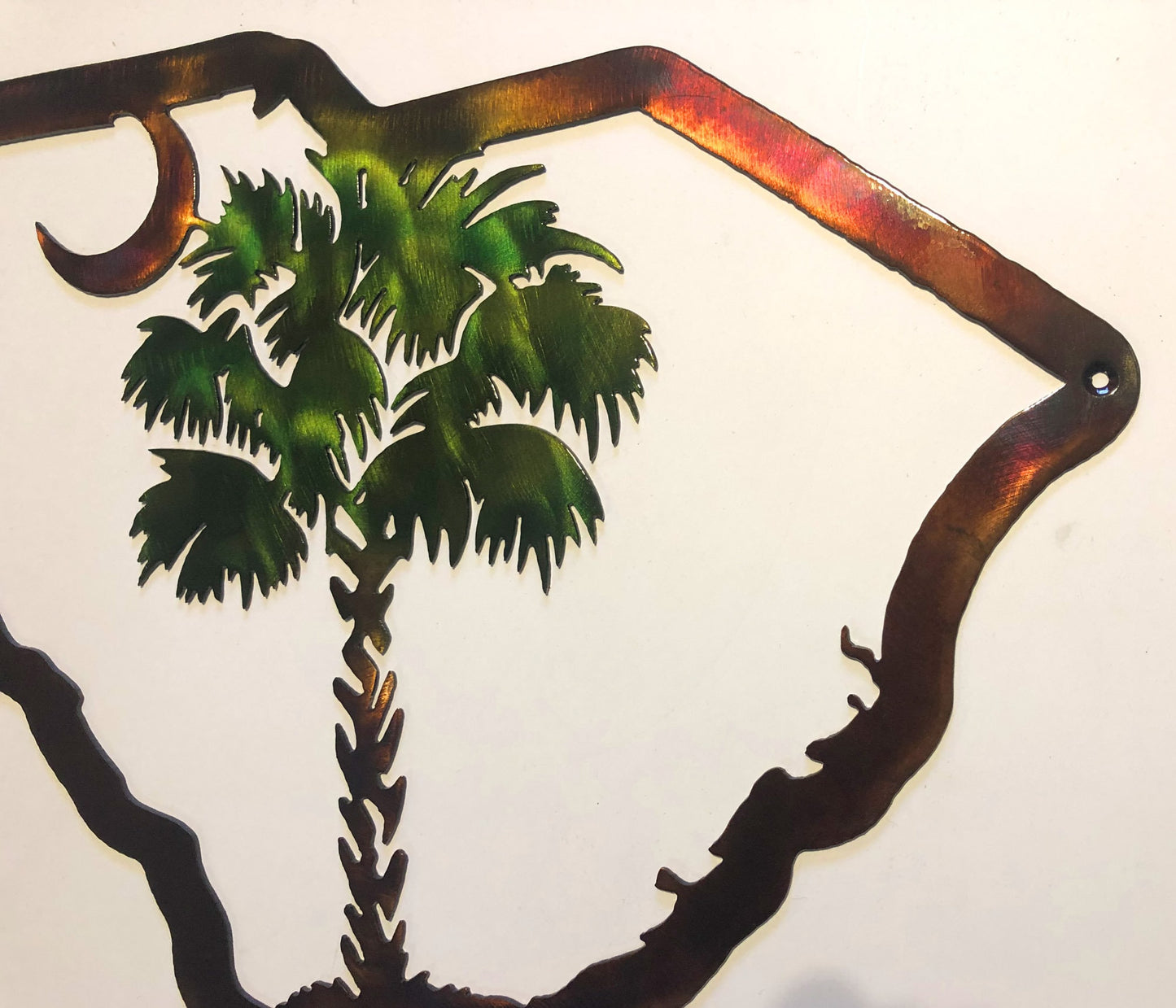 South Carolina Outline Palmetto & Moon Indoor Or Outdoor Palm Tree Metal Art