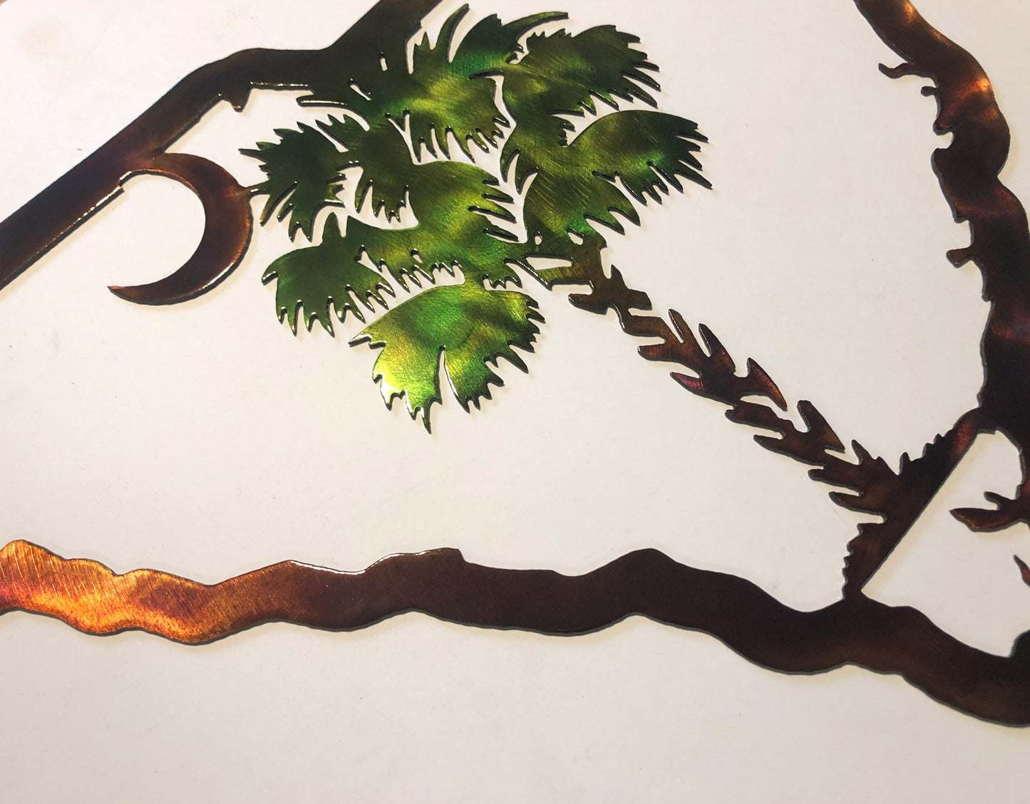 South Carolina Outline Palmetto & Moon Indoor Or Outdoor Palm Tree Metal Art