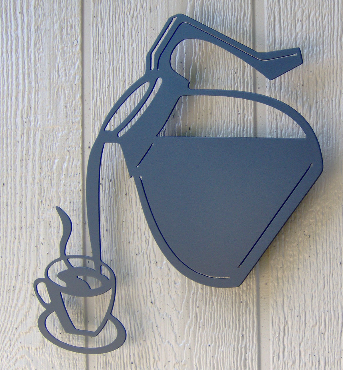 Coffee Pot Pouring Into Cup Plasma Cut Metal Wall Art