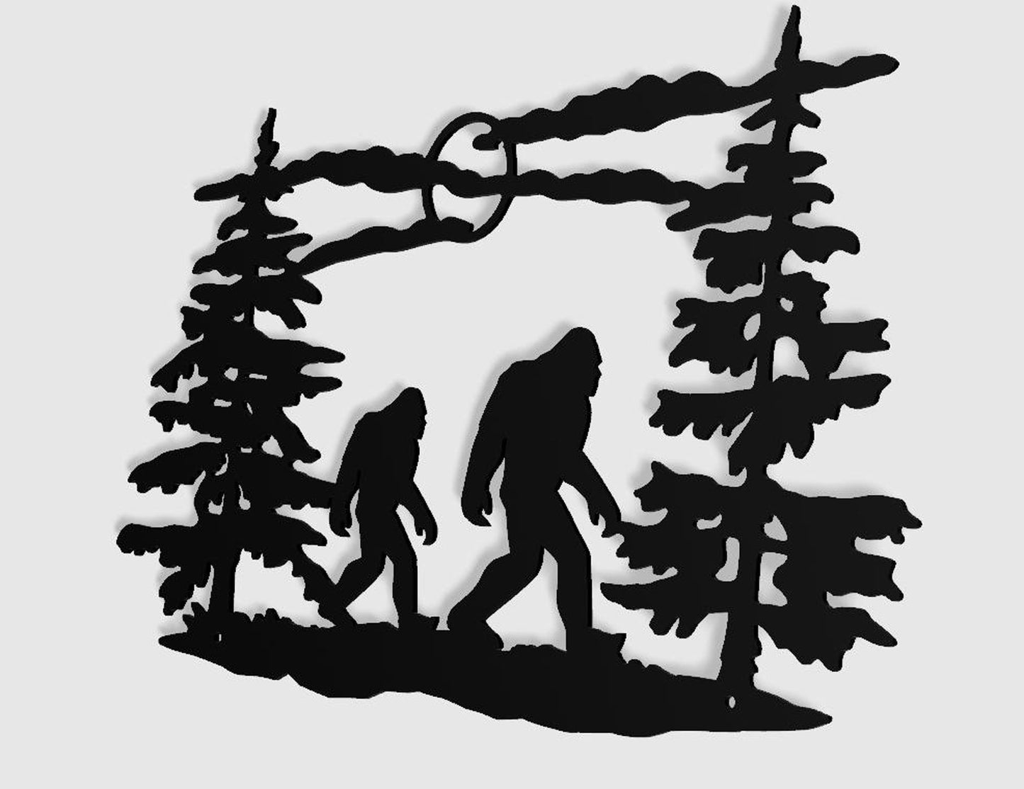 Bigfoot Walking Through Trees Indoor & Outdoor Sasquatch Metal Wall Art