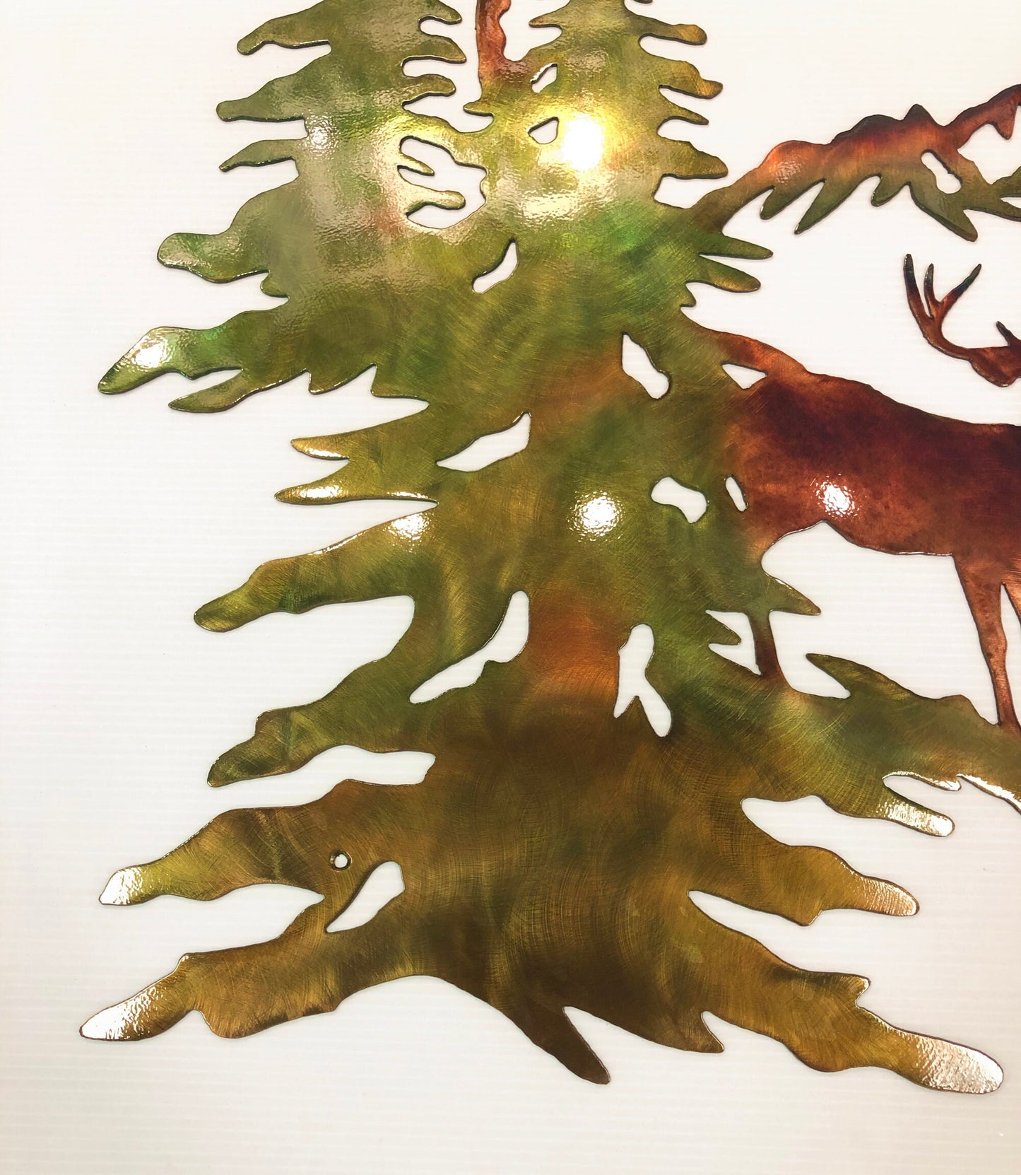 Whitetail Buck Trees & Moon Indoor or Outdoor Wildlife Metal Wall Art