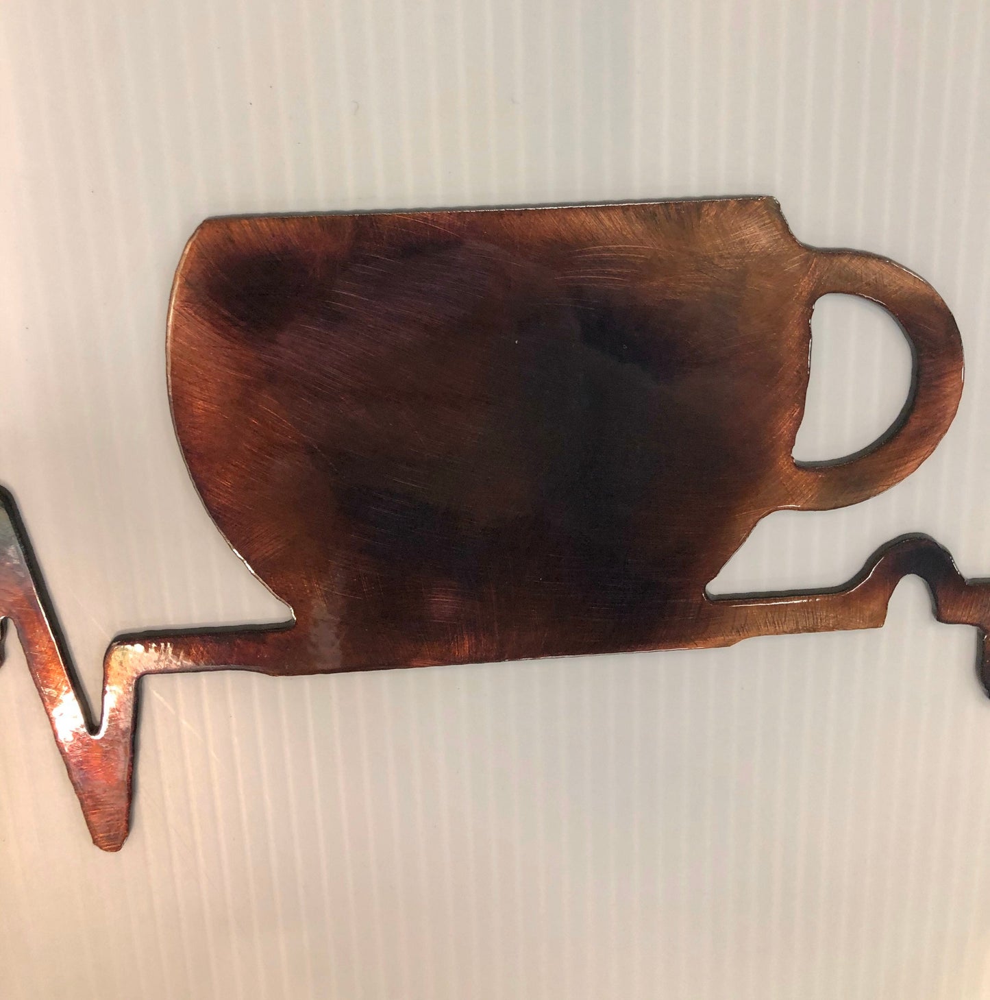 EKG Heartbeat Coffee Cup Plasma Cut Kitchen Metal Wall Art