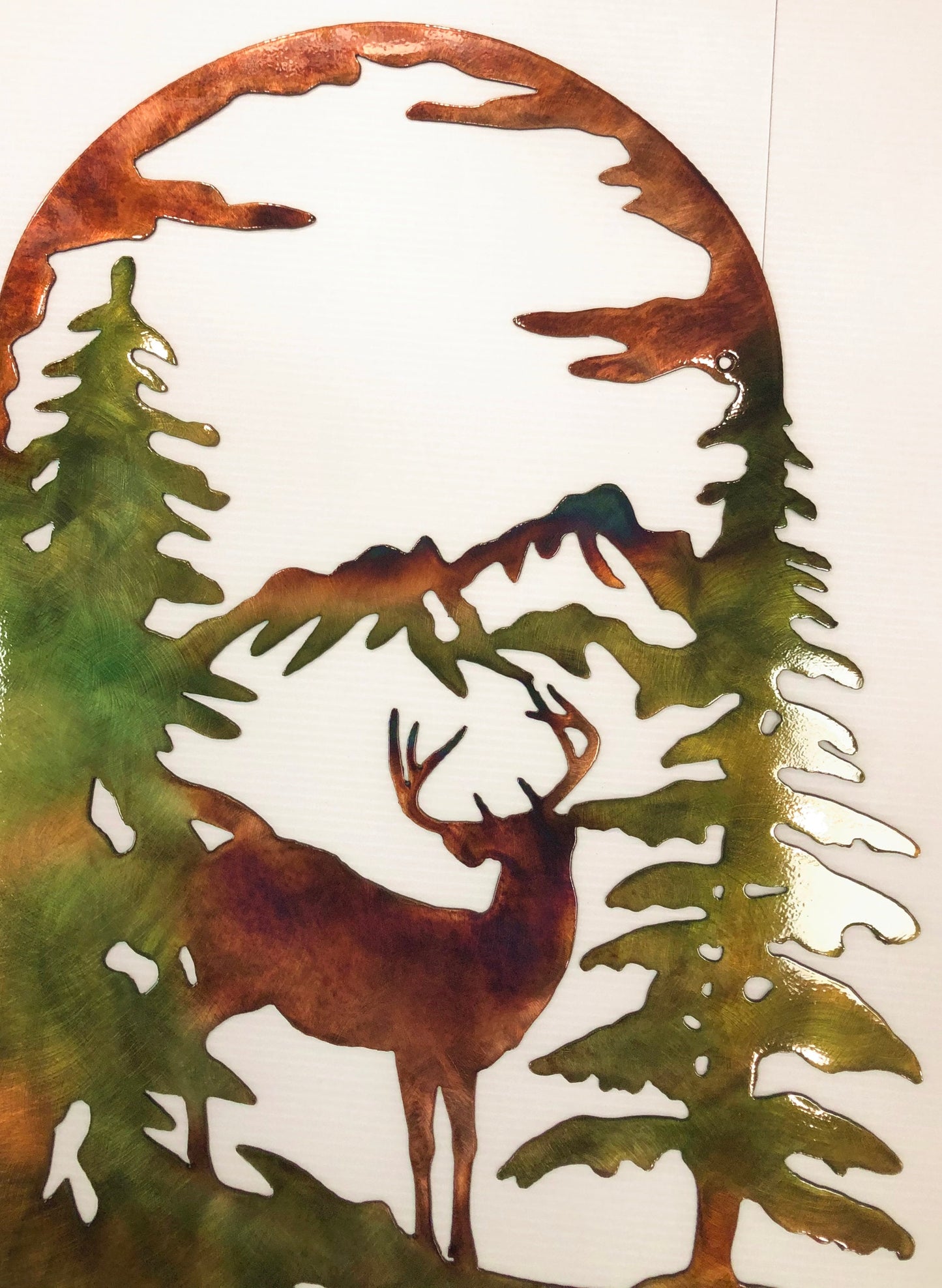 Whitetail Buck Trees & Moon Indoor or Outdoor Wildlife Metal Wall Art