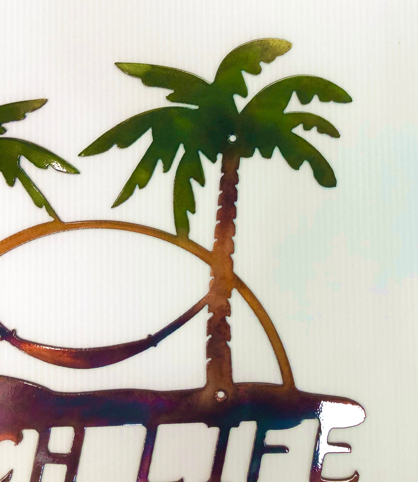 Beach Life Palm Trees Hammock Nautical Metal Indoor Or Outdoor Wall Art