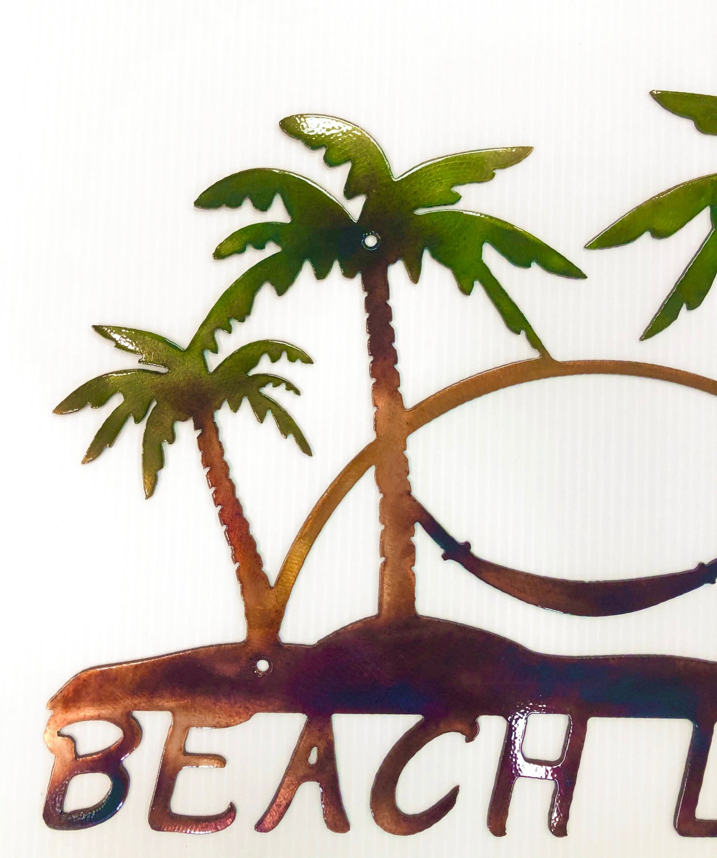 Beach Life Palm Trees Hammock Nautical Metal Indoor Or Outdoor Wall Art