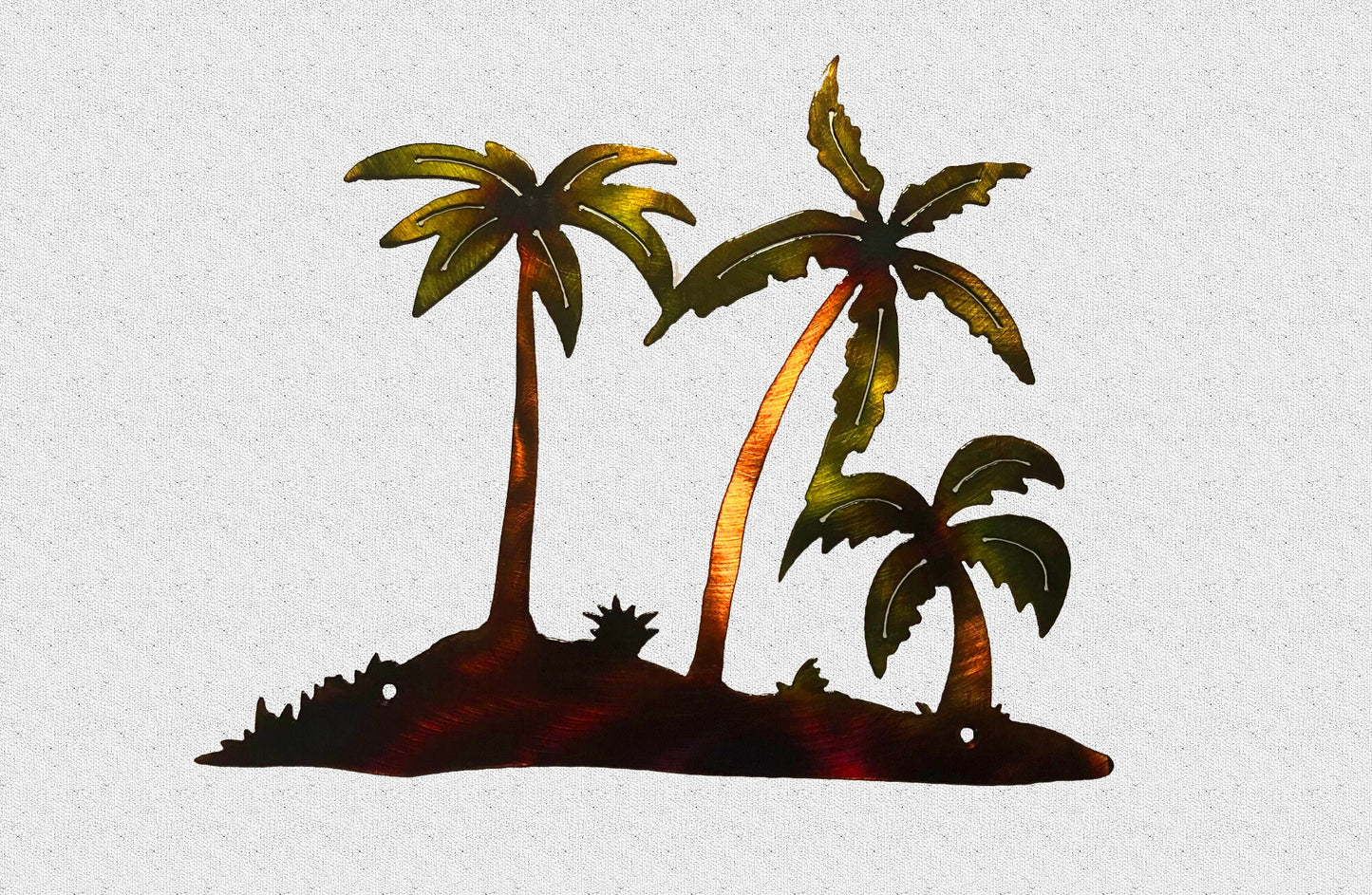 Palm Trees On Small Island Beach Decor Indoor Or Outdoor Ocean Living Metal Wall Art