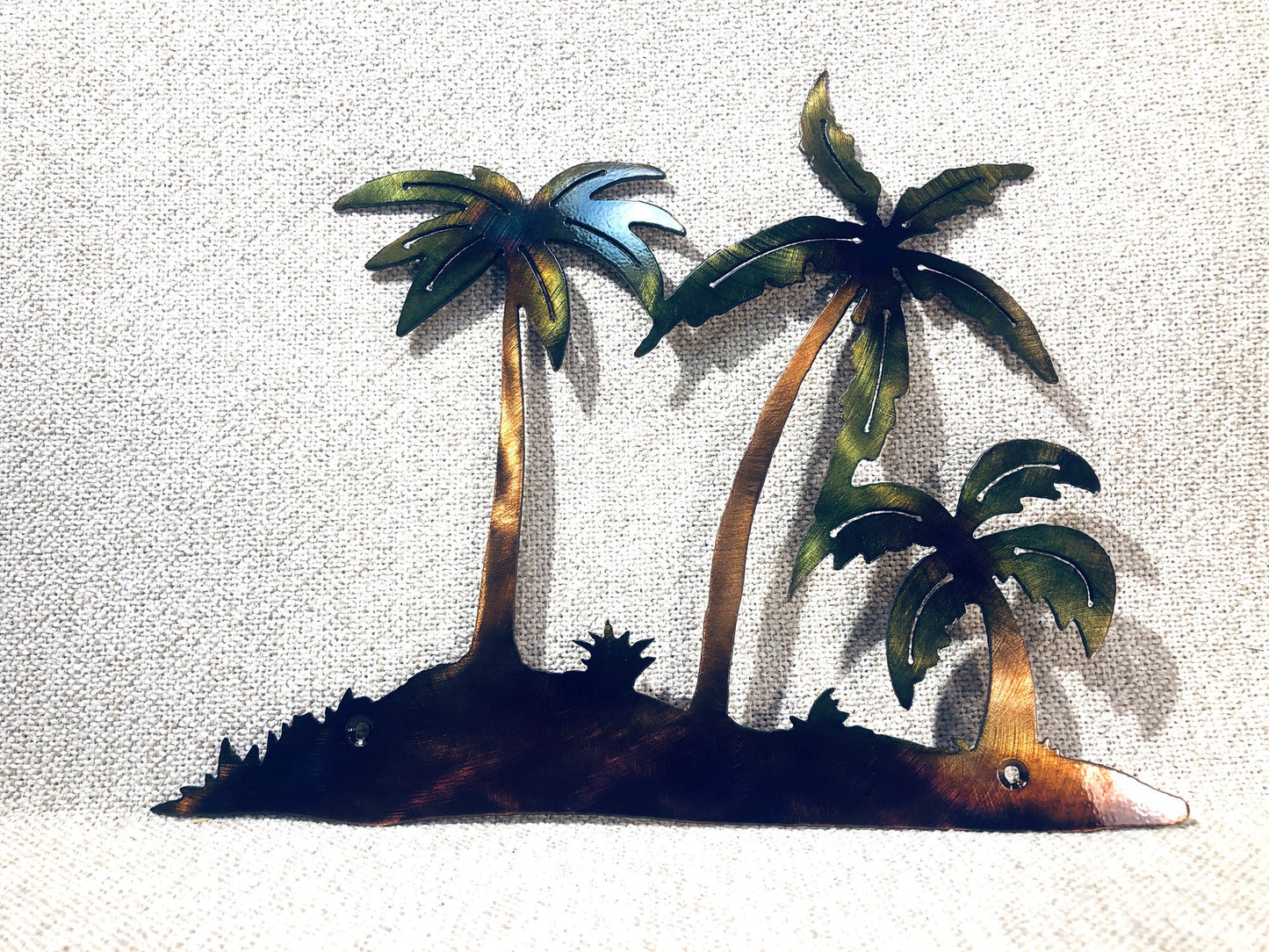 Palm Trees On Small Island Beach Decor Indoor Or Outdoor Ocean Living Metal Wall Art