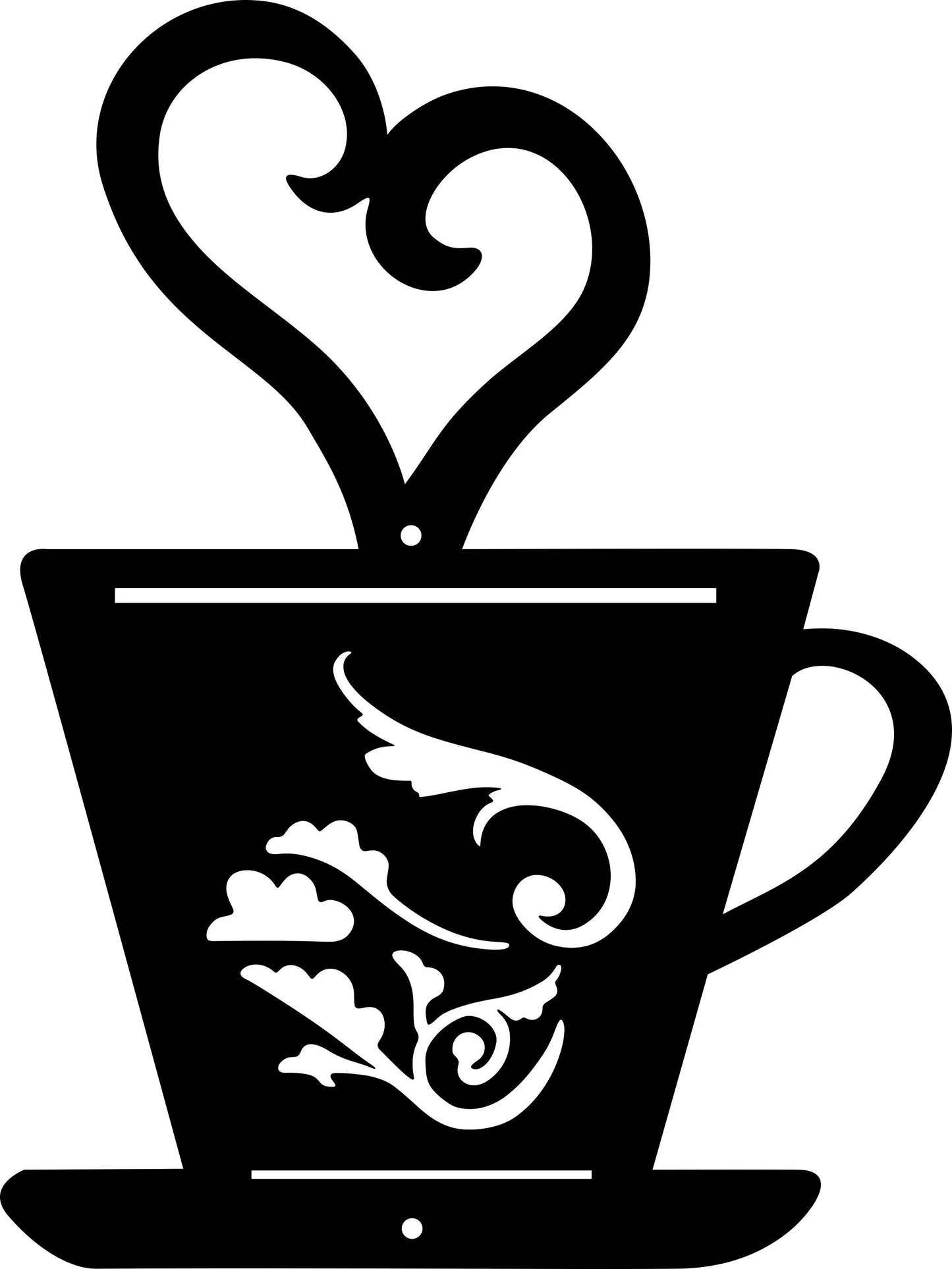 Coffee Cup w/ Heart Metal Wall Art Bar or Kitchen Decor