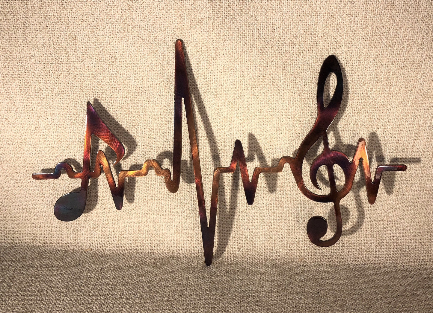 EKG Line Music Notes Treble Clef Heartbeat Sinus Rhythm Indoor or Outdoor Metal Art