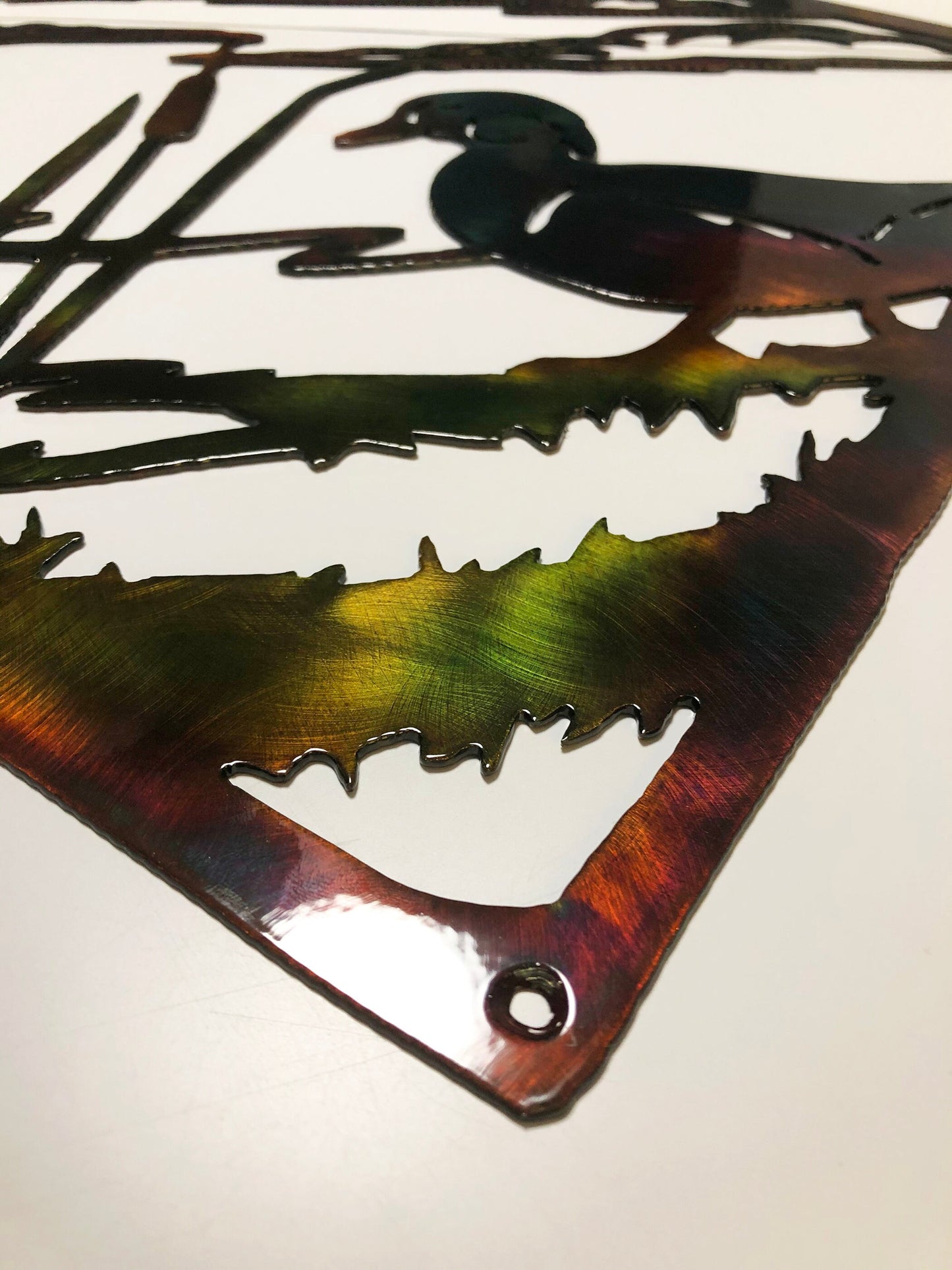 Wood Duck Diagonal Frame Plasma Cut Indoor Or Outdoor Wildlife Metal Wall Art