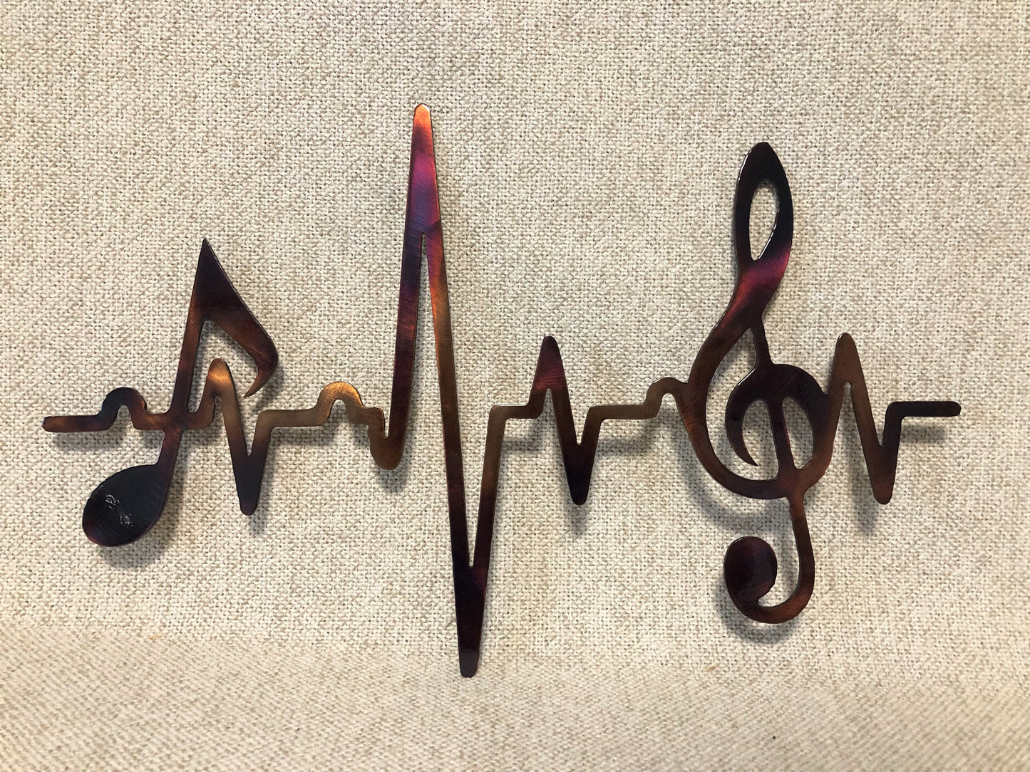 EKG Line Music Notes Treble Clef Heartbeat Sinus Rhythm Indoor or Outdoor Metal Art