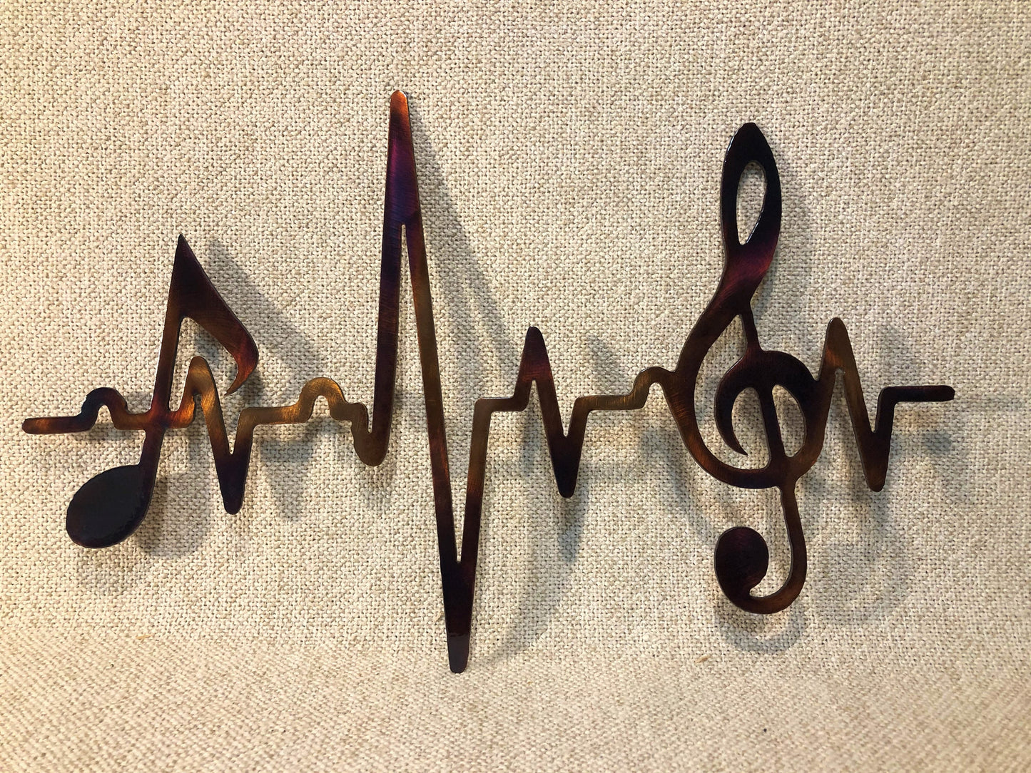 EKG Line Music Notes Treble Clef Heartbeat Sinus Rhythm Indoor or Outdoor Metal Art