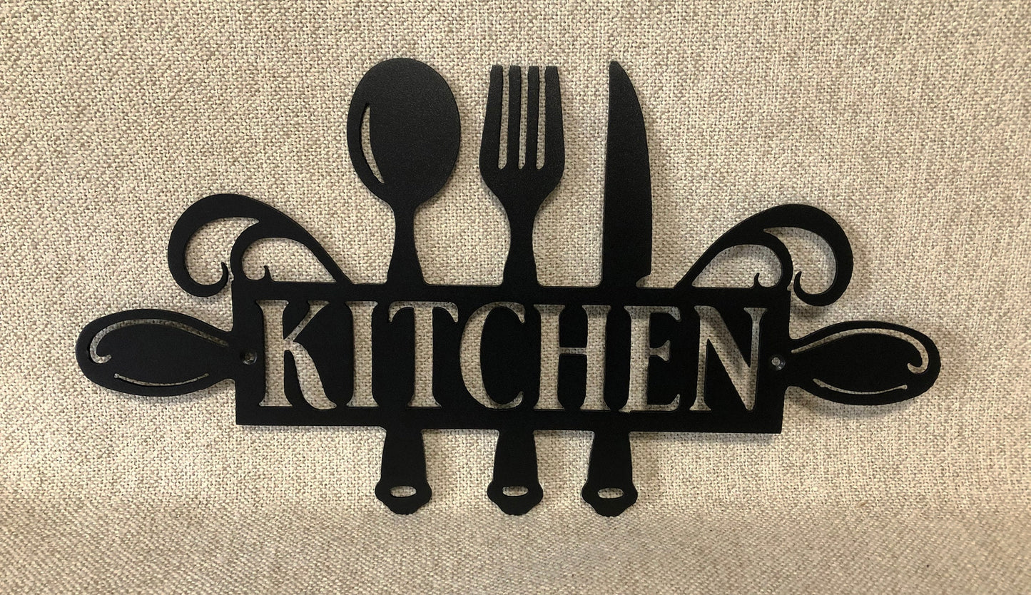 Kitchen Metal Wall Art Fork Knife Spoon Indoor or Outdoor