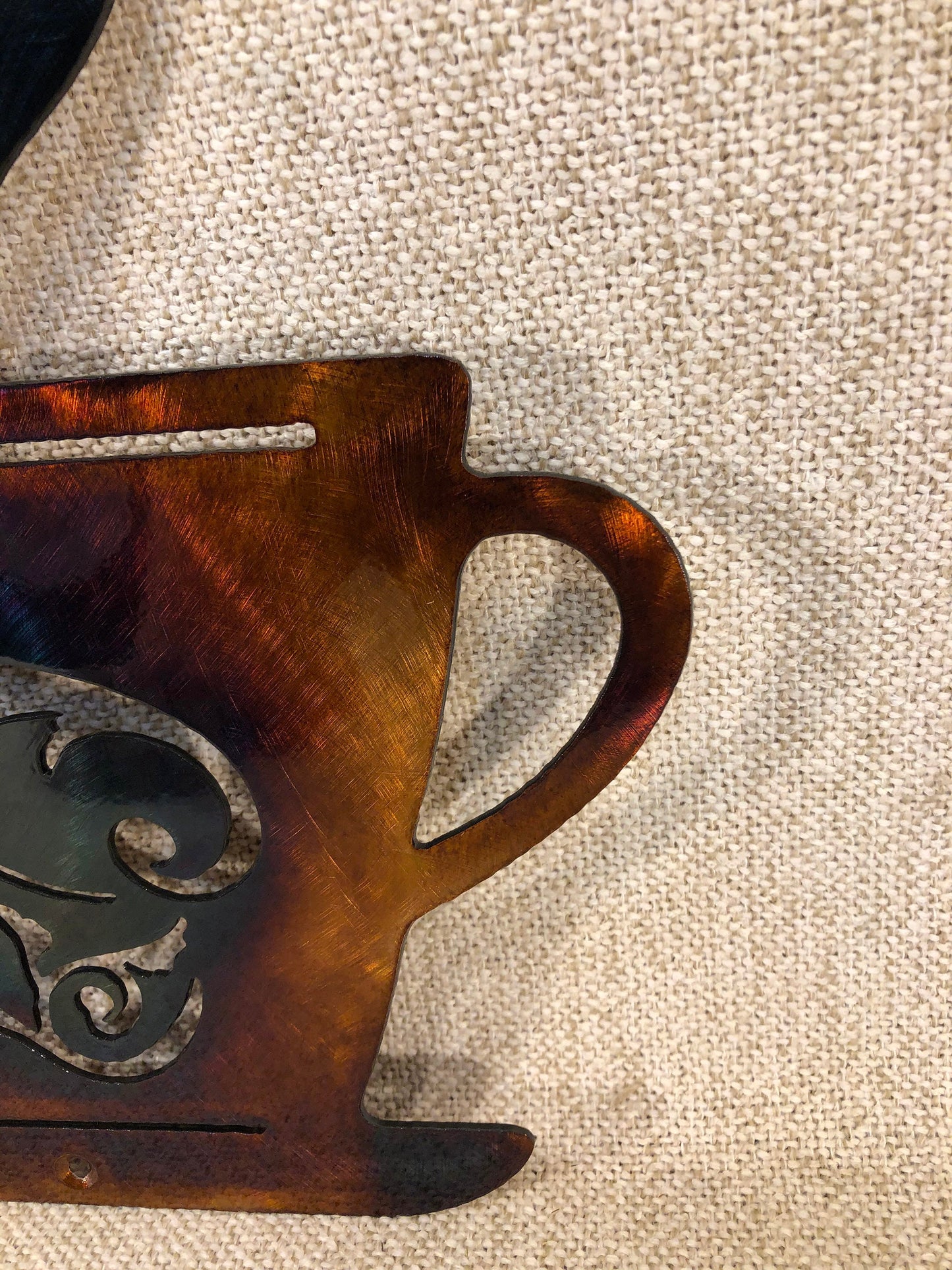 Coffee Cup w/ Heart Metal Wall Art Bar or Kitchen Decor
