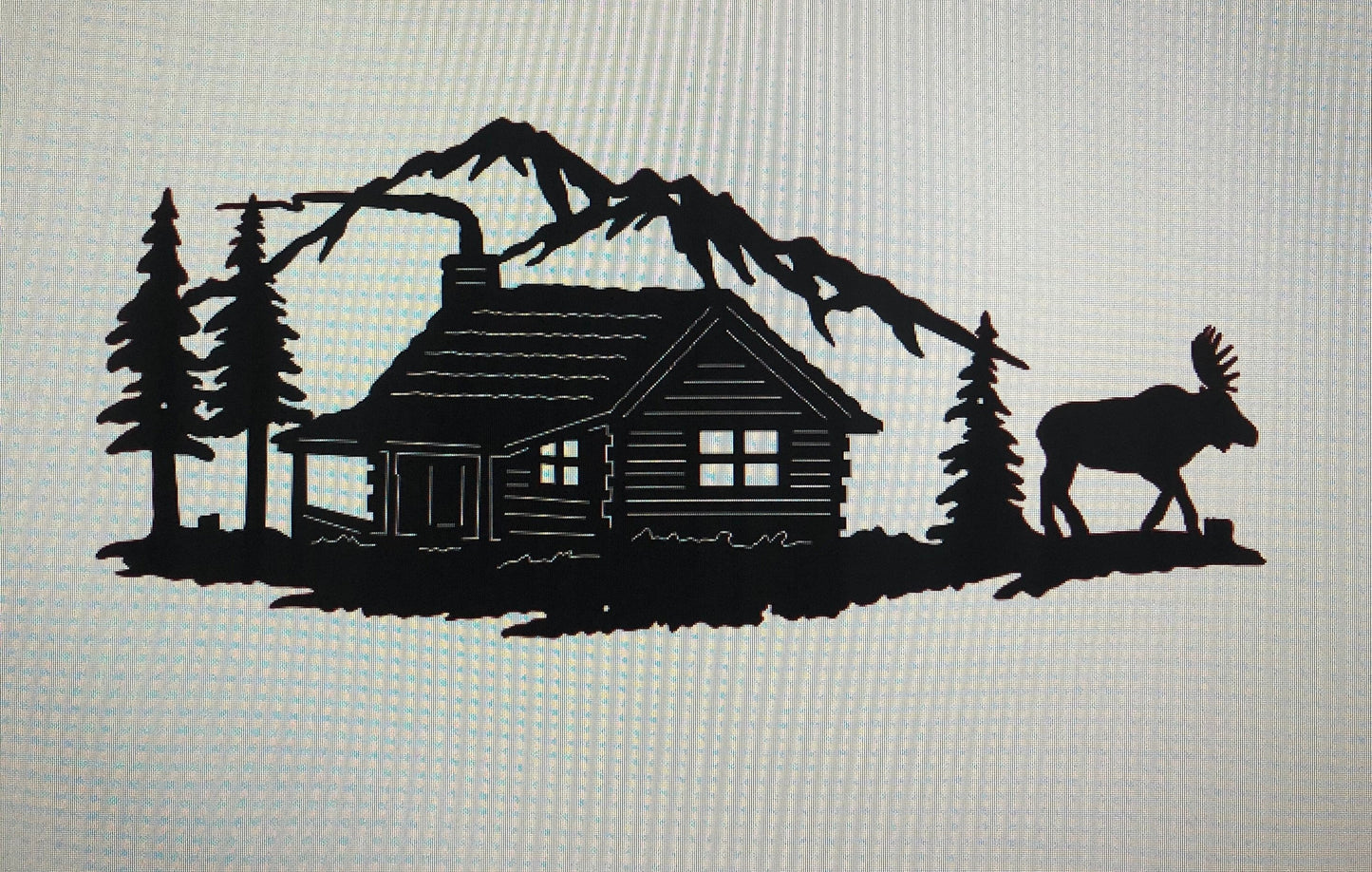 Mountain Cabin & Bear Indoor Or Outdoor Wildlife Metal Wall Art With Brackets And Backlighting