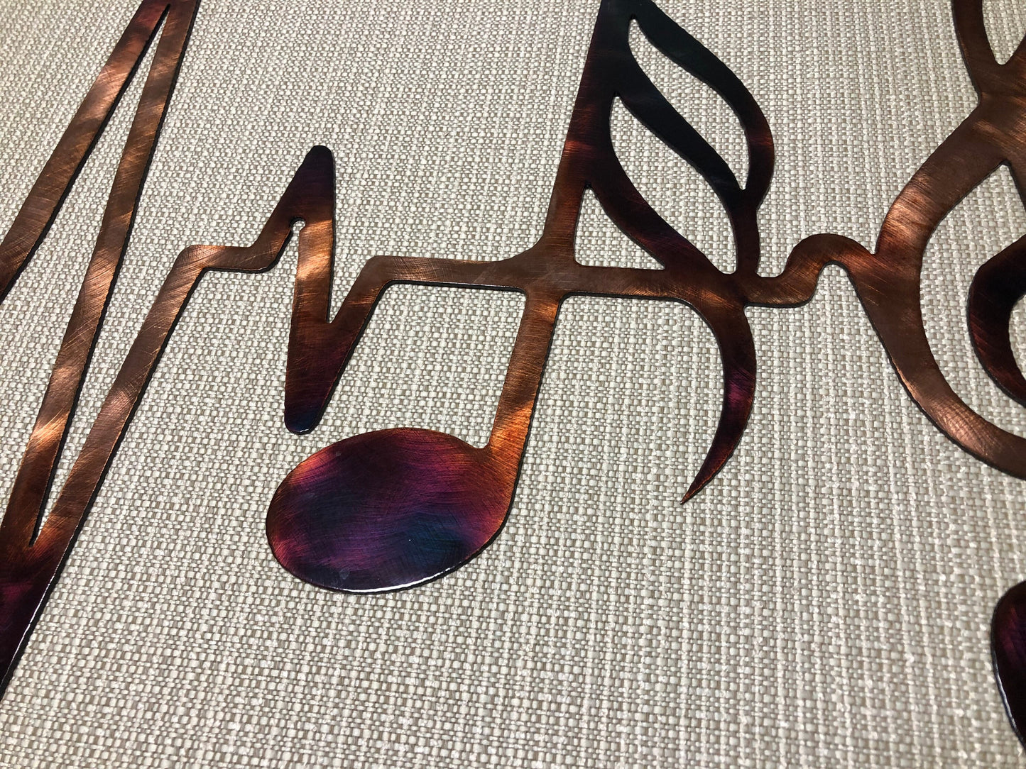 36” EKG Line Music Notes & Treble Clef Heartbeat Sinus Rhythm Indoor or Outdoor Metal Art