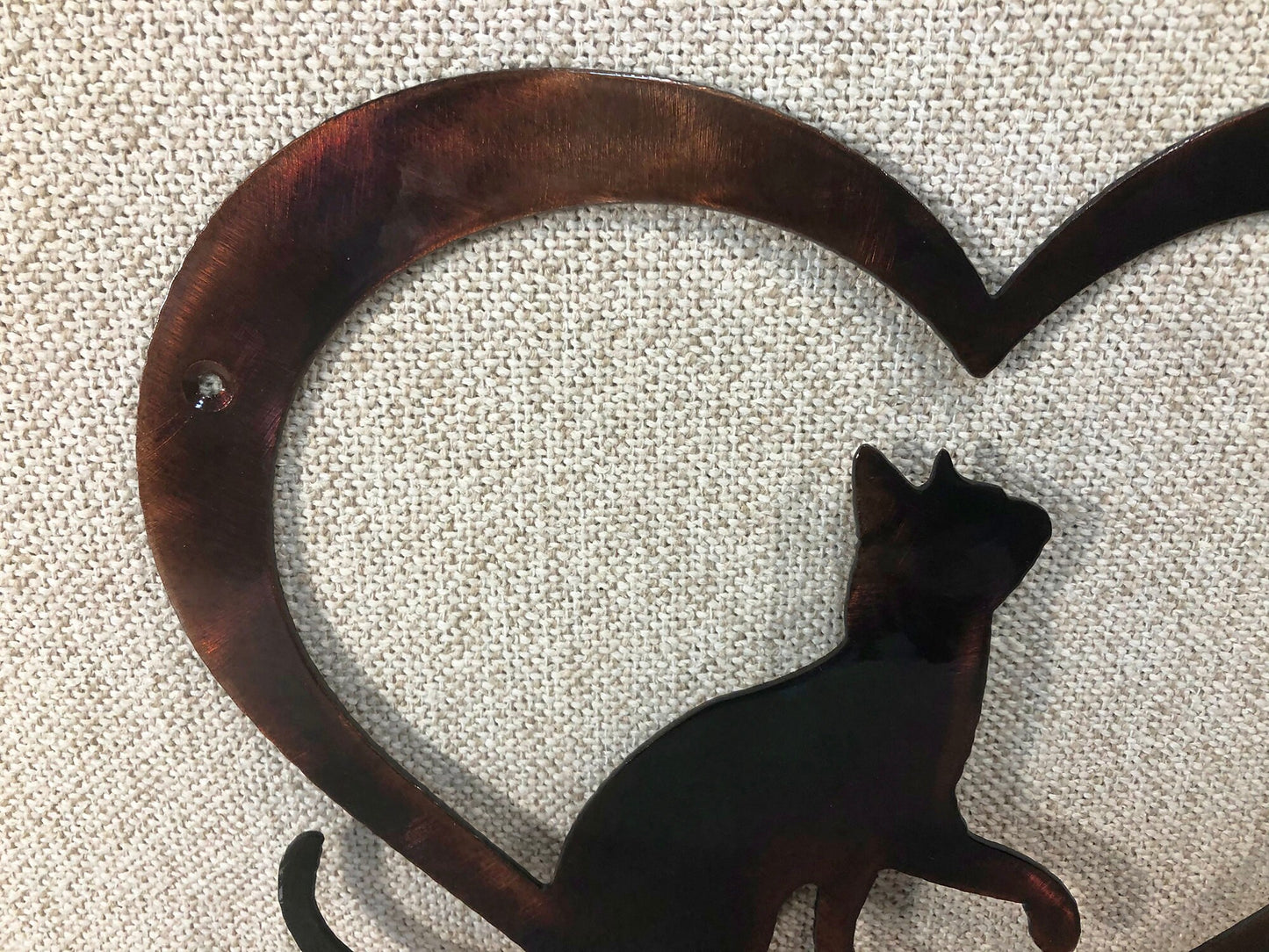 Cat In Heart With Butterfly Indoor or Outdoor Wildlife Metal Wall Art