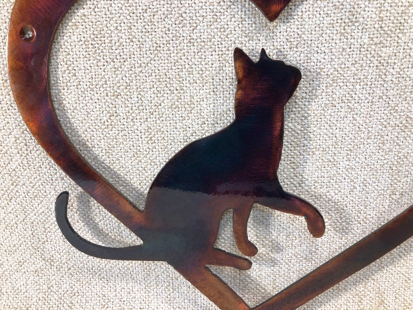 Cat In Heart With Butterfly Indoor or Outdoor Wildlife Metal Wall Art