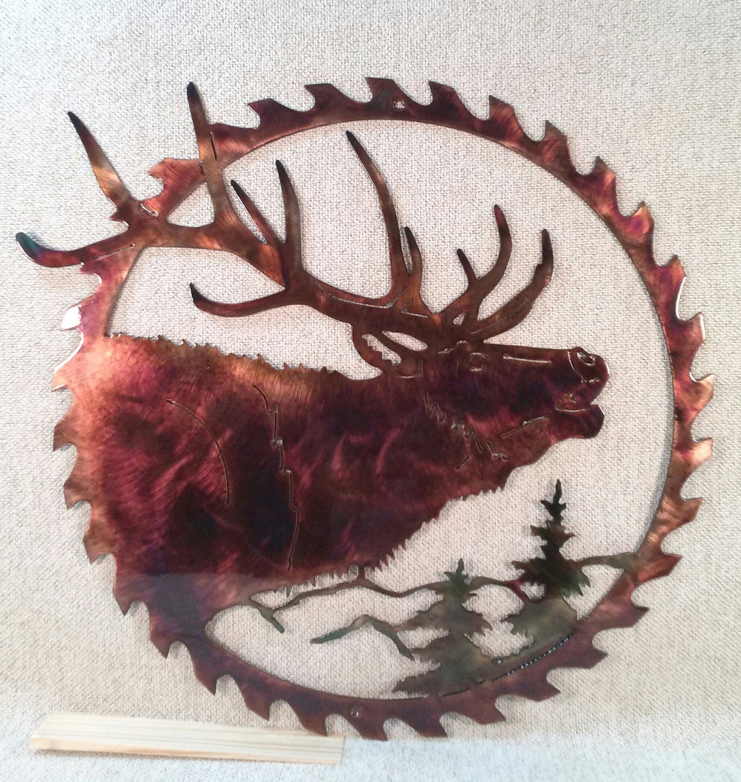 North American Elk In Sawblade Wildlife Metal Wall Art Indoor Outdoor