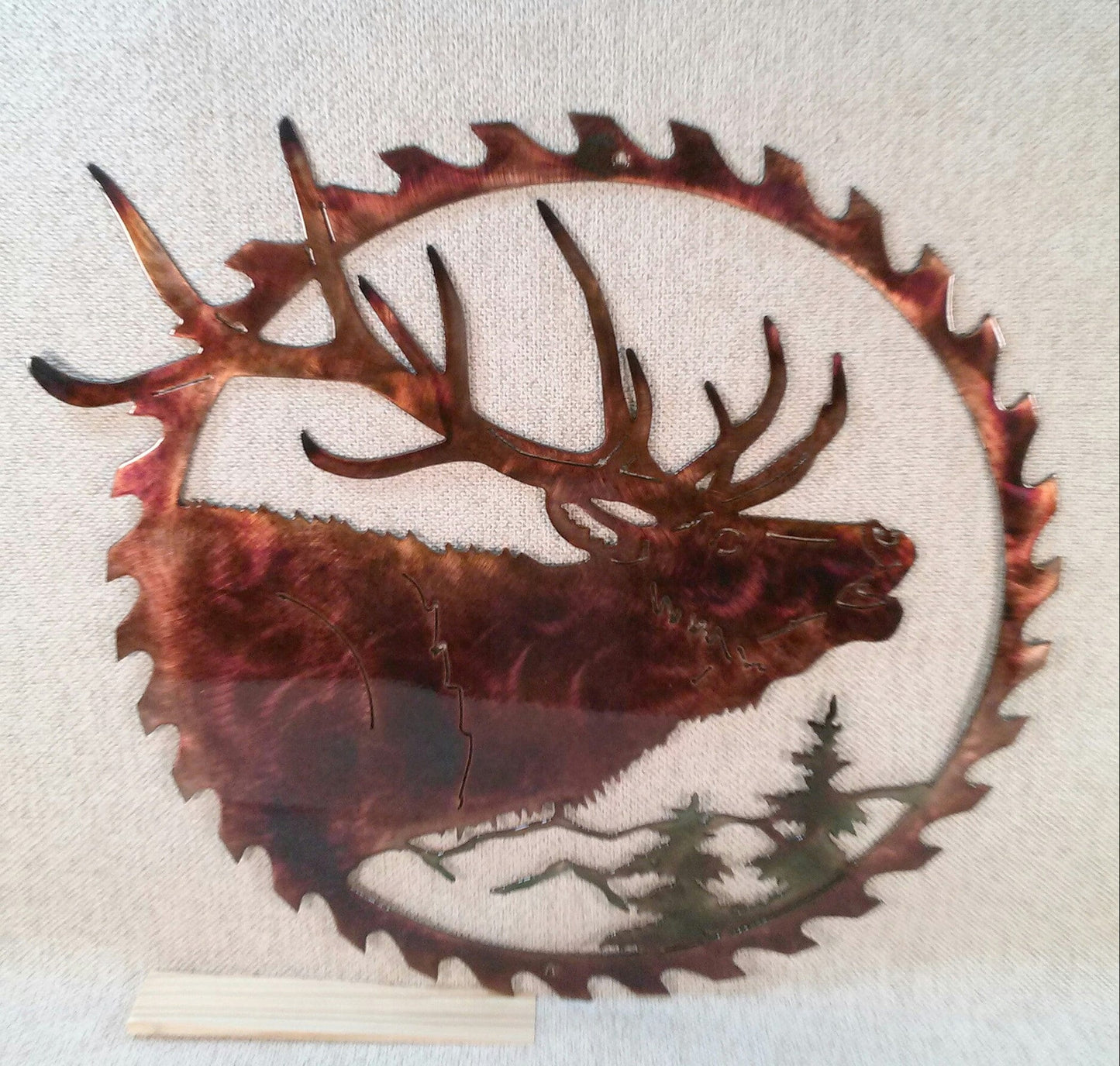 North American Elk In Sawblade Wildlife Metal Wall Art Indoor Outdoor