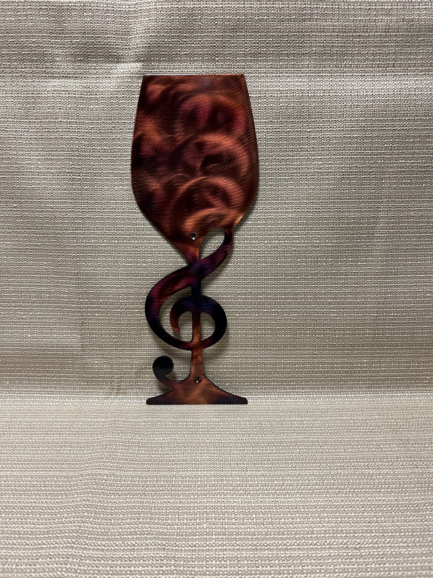 Wine Glass With Treble Clef Metal Wall Art Kitchen And Bar Decor
