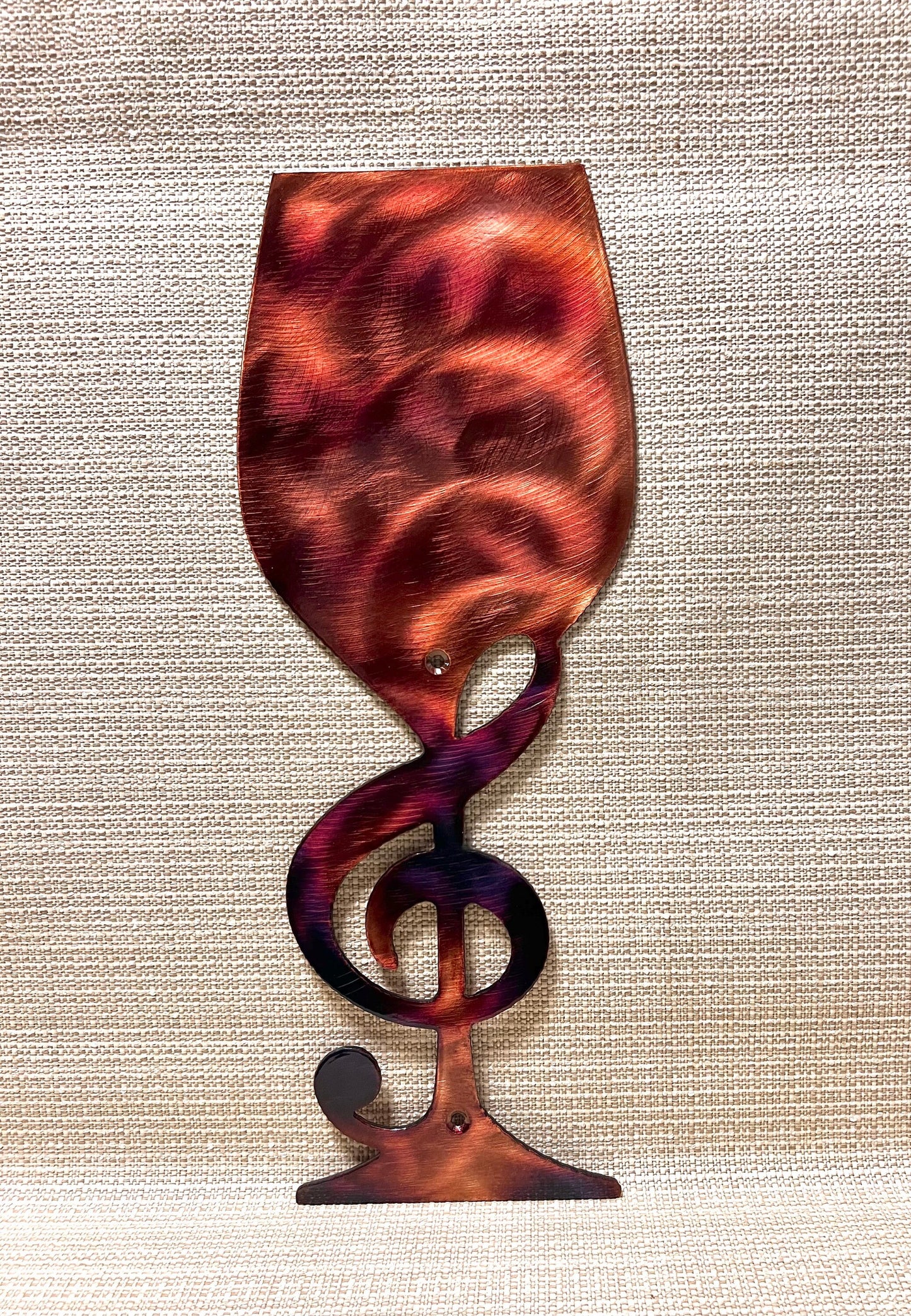 Wine Glass With Treble Clef Metal Wall Art Kitchen And Bar Decor