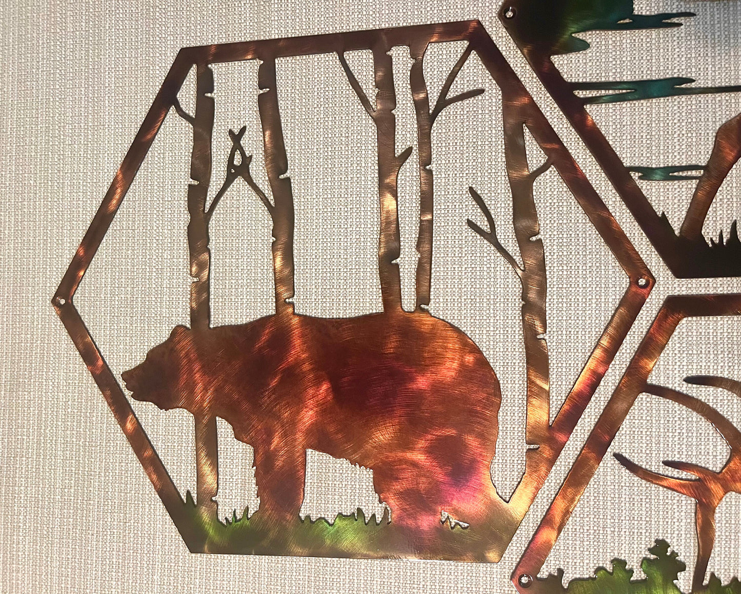 Bear Deer Elk Wolf 4 Pc. Metal Wildlife Wall Art Panels Indoor & Outdoor