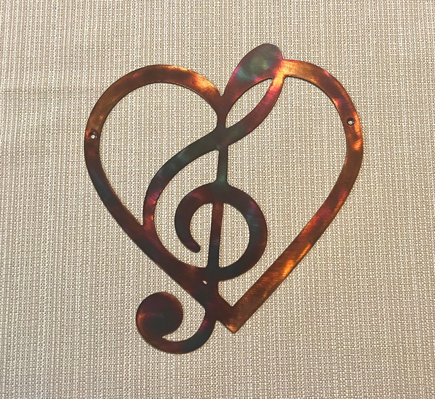 Heart and Treble Clef Music Note Indoor or Outdoor Metal Wall Art